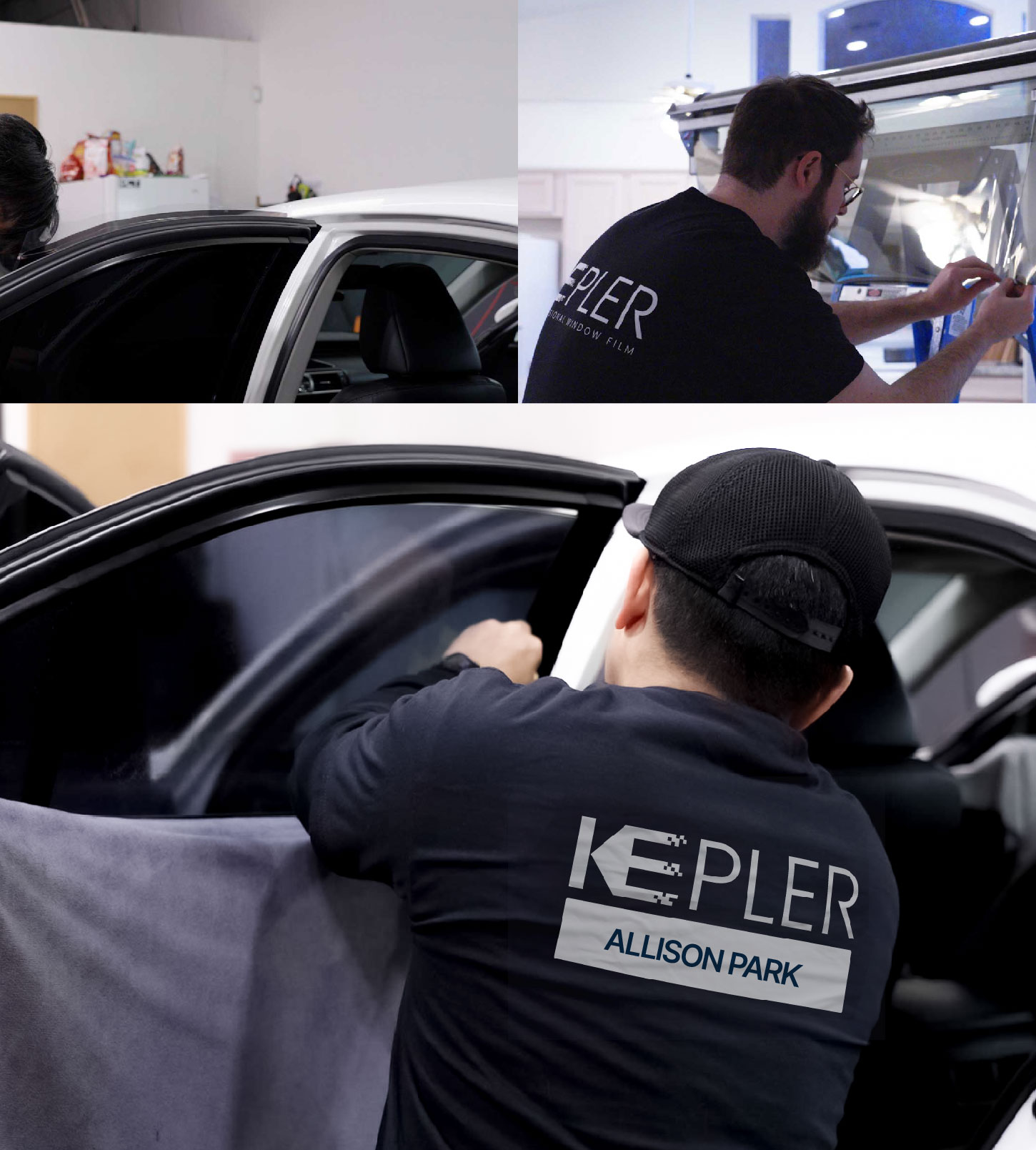 Automotive Window Tinting Expert Applying Film in Allison Park, Pennsylvania