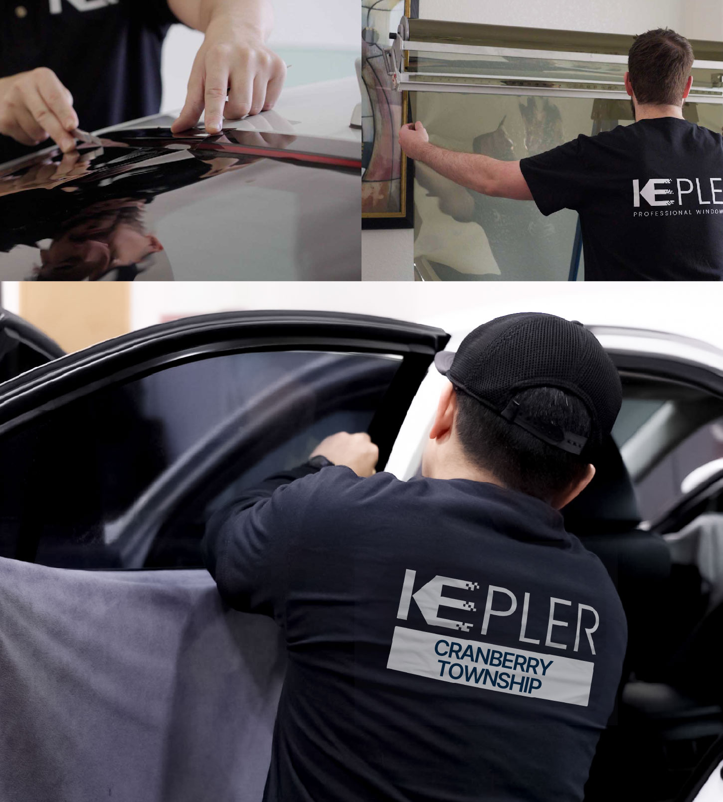 Automotive Window Tinting Expert Applying Film in Cranberry Township, Pennsylvania