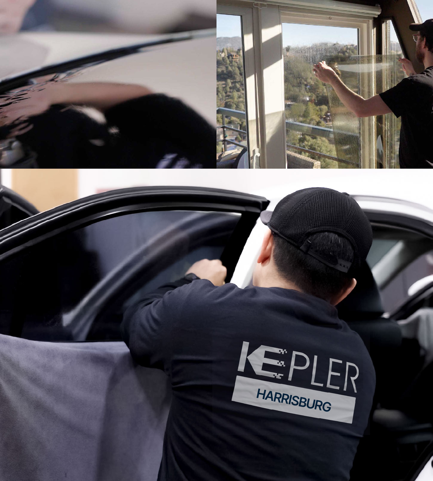 Automotive Window Tinting Expert Applying Film in Harrisburg, Pennsylvania