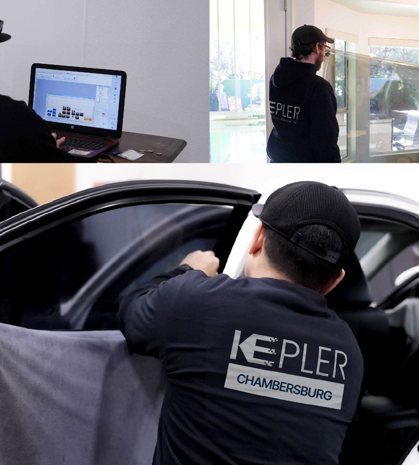 Automotive Window Tinting Expert Applying Film in Chambersburg, Pennsylvania