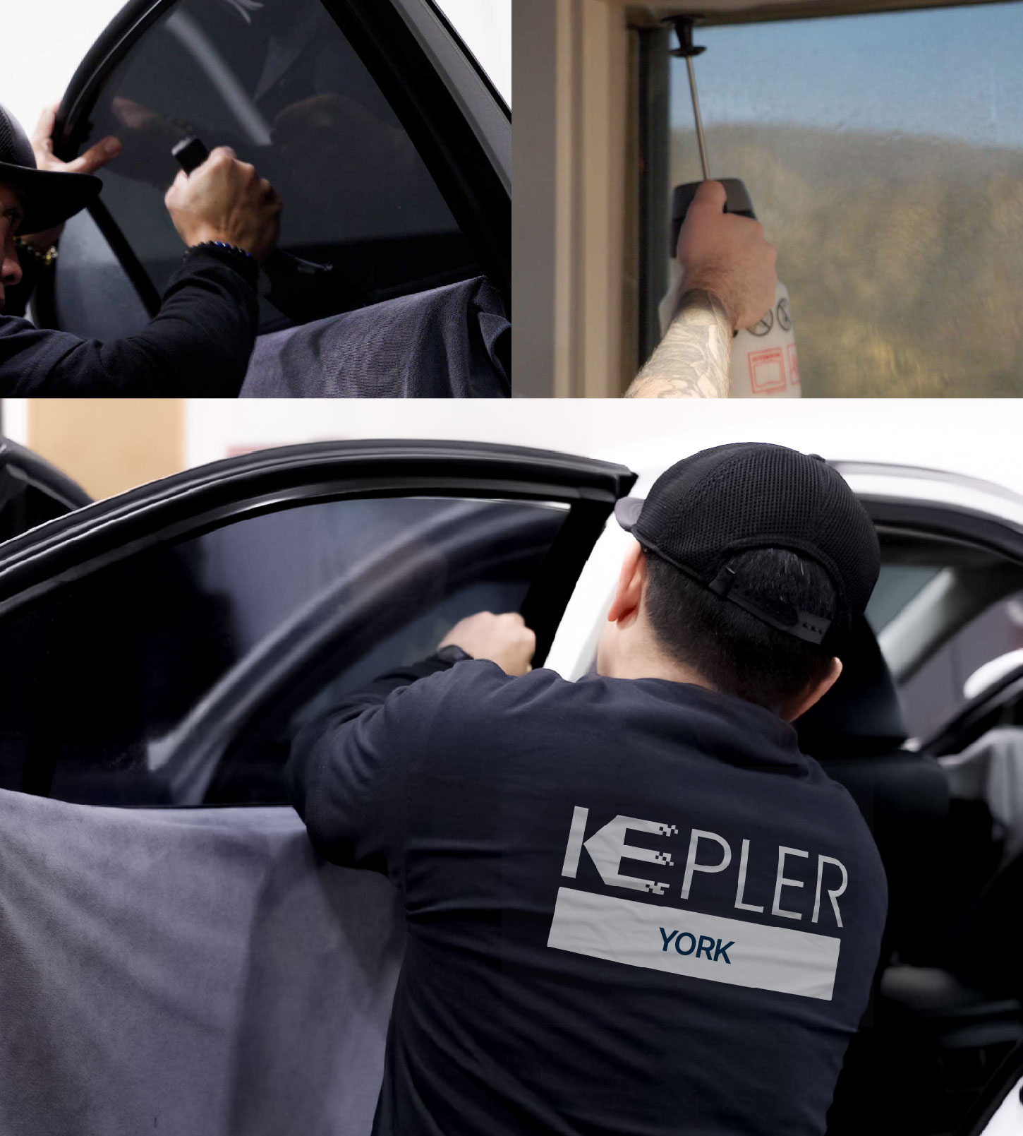 Automotive Window Tinting Expert Applying Film in York, Pennsylvania