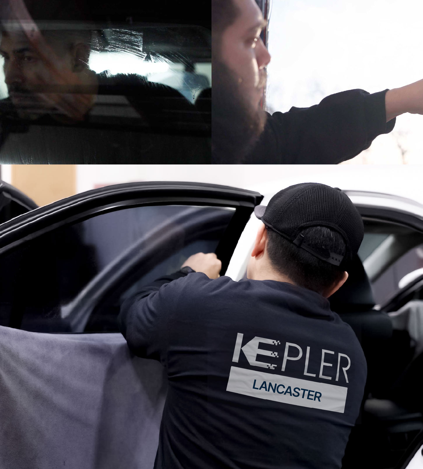 Automotive Window Tinting Expert Applying Film in Lancaster, Pennsylvania