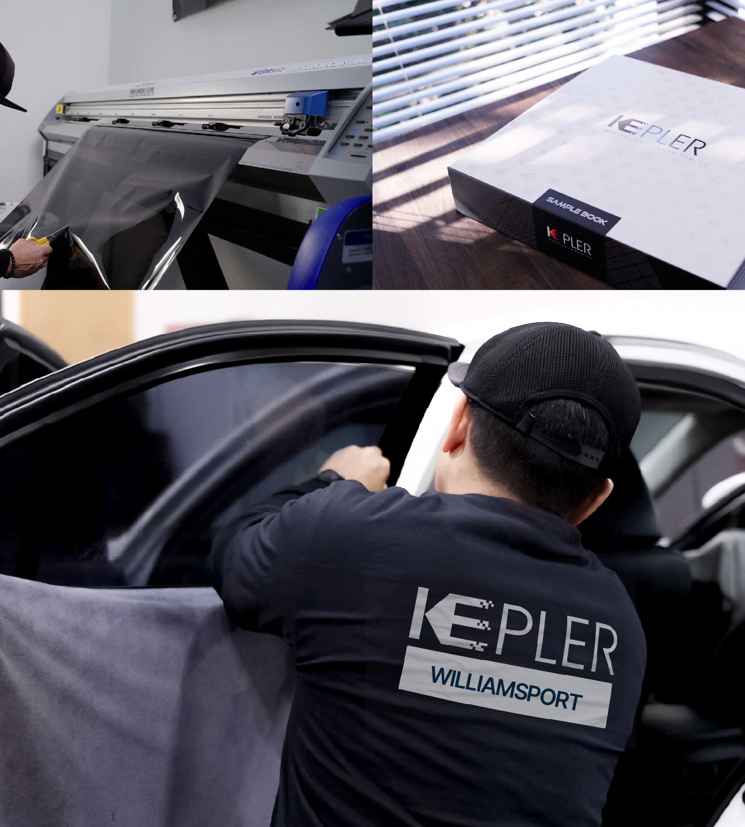 Automotive Window Tinting Expert Applying Film in Williamsport, Pennsylvania