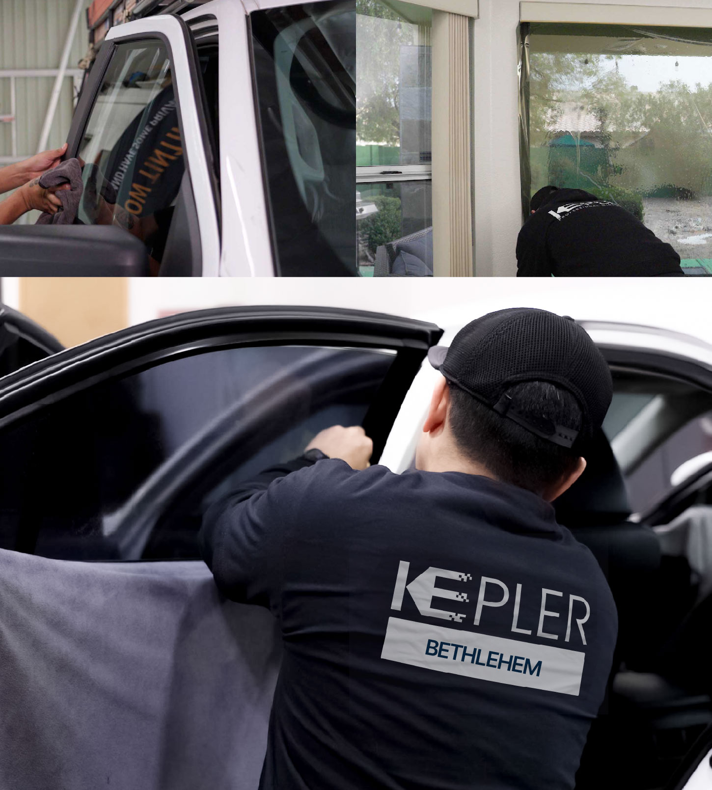 Automotive Window Tinting Expert Applying Film in Bethlehem, Pennsylvania