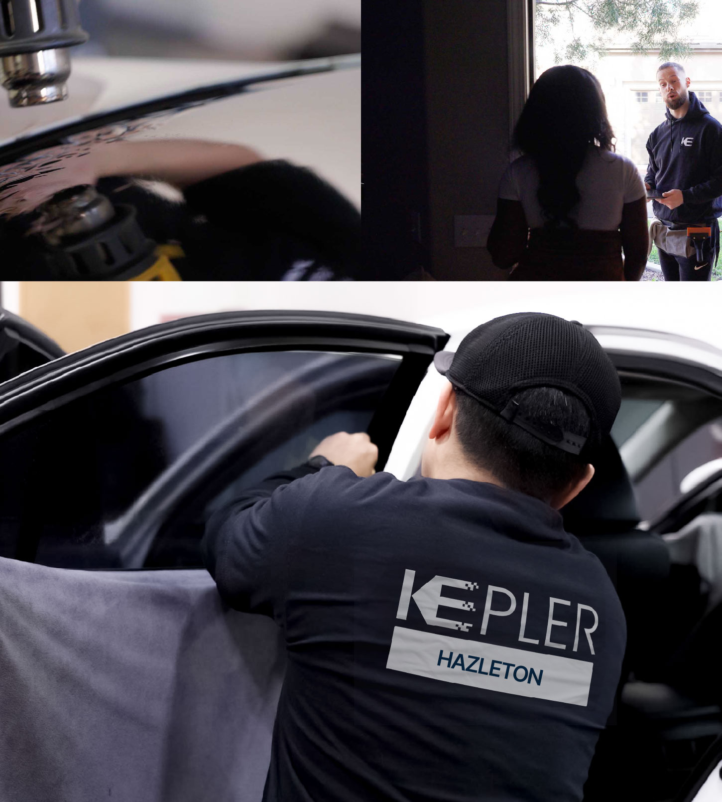 Automotive Window Tinting Expert Applying Film in Hazleton, Pennsylvania