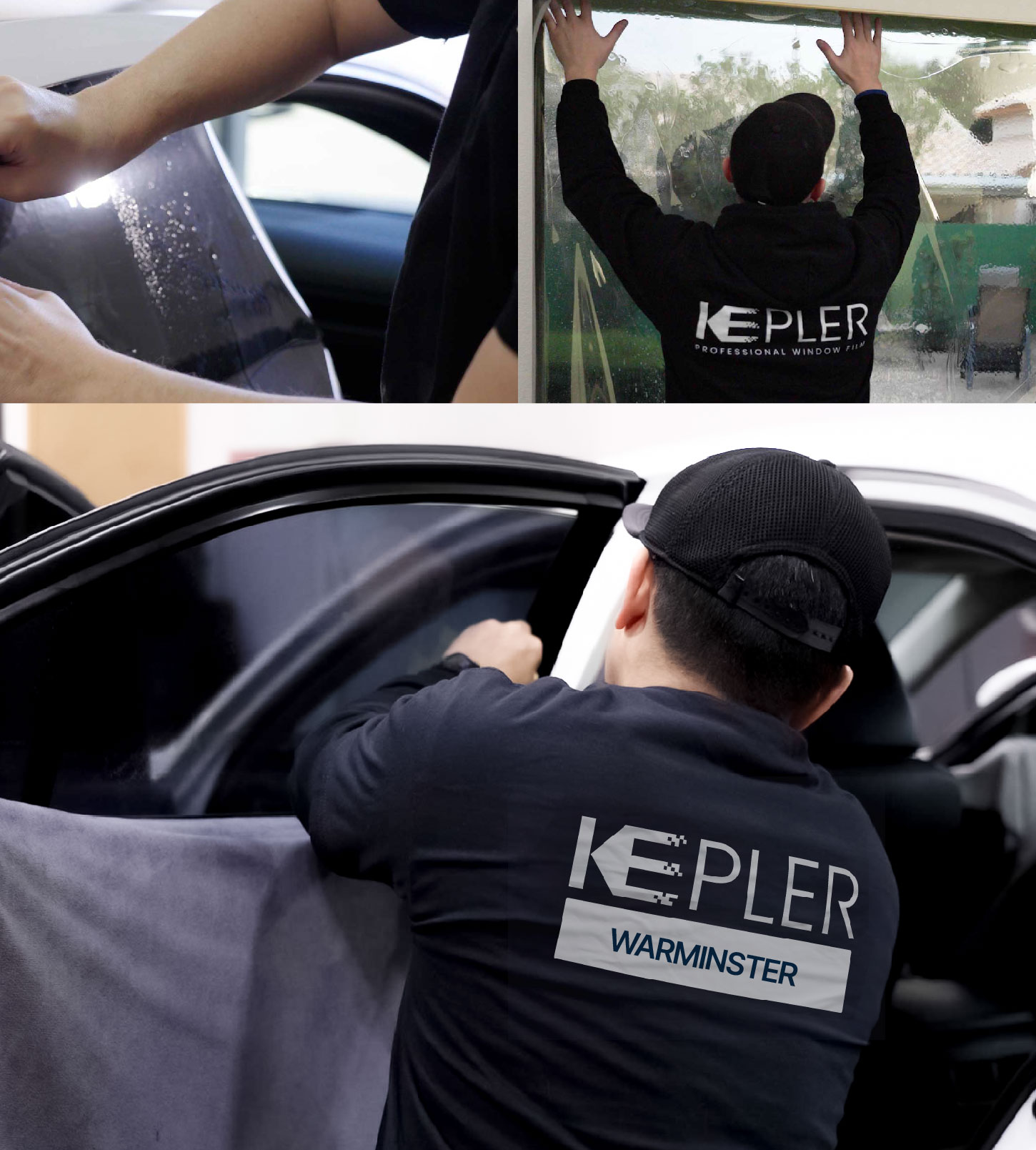 Automotive Window Tinting Expert Applying Film in Warminster, Pennsylvania