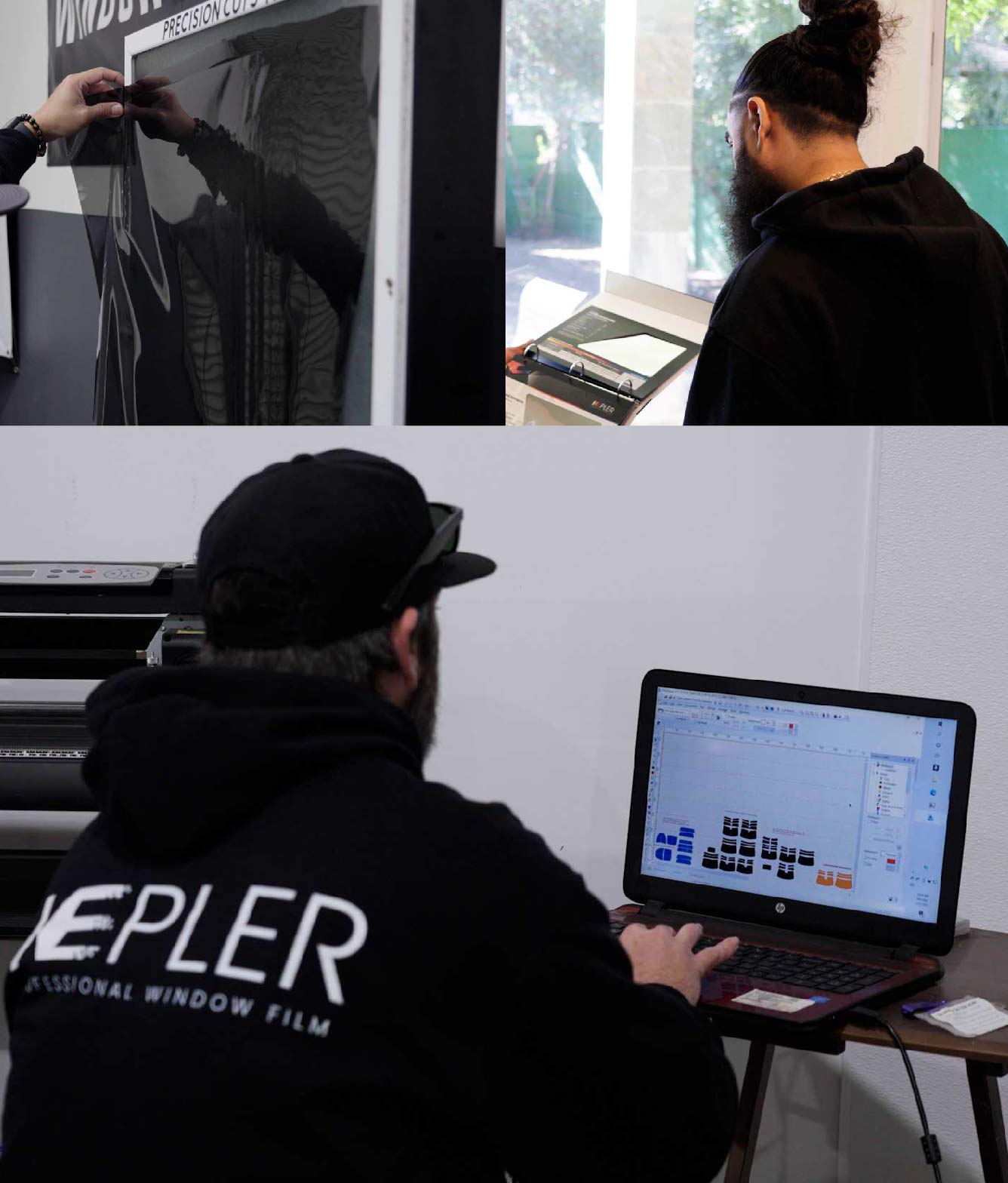 Ceramic Window Tinting Expert Cutting Film in Charleston, West Virginia