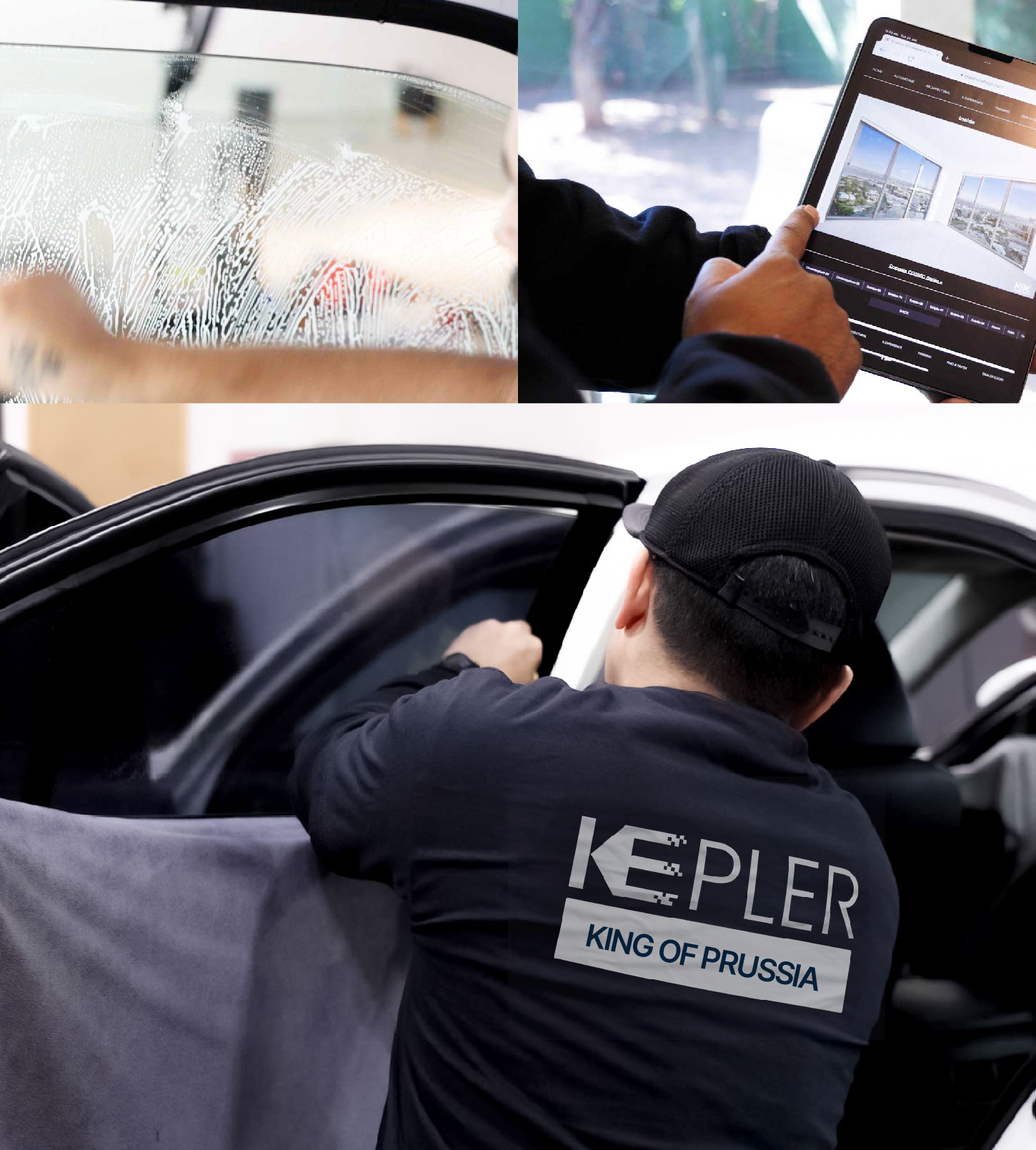 Automotive Window Tinting Expert Applying Film in King of Prussia, Pennsylvania