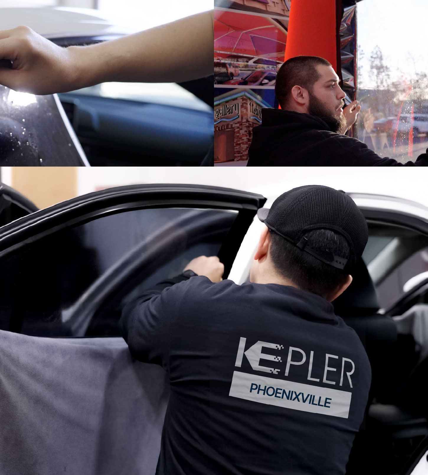 Automotive Window Tinting Expert Applying Film in Phoenixville, Pennsylvania