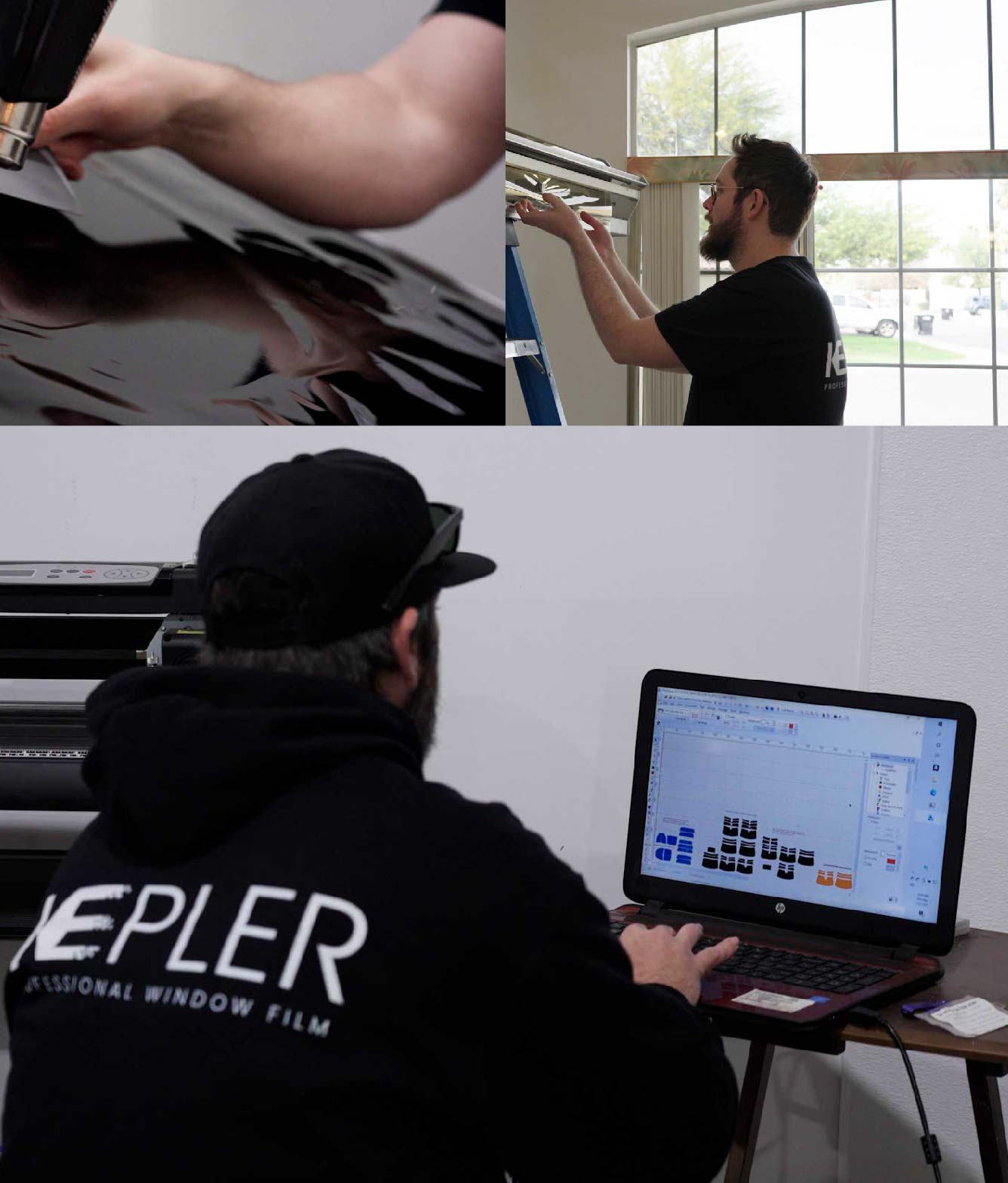 Ceramic Window Tinting Expert Cutting Film in Sod, West Virginia