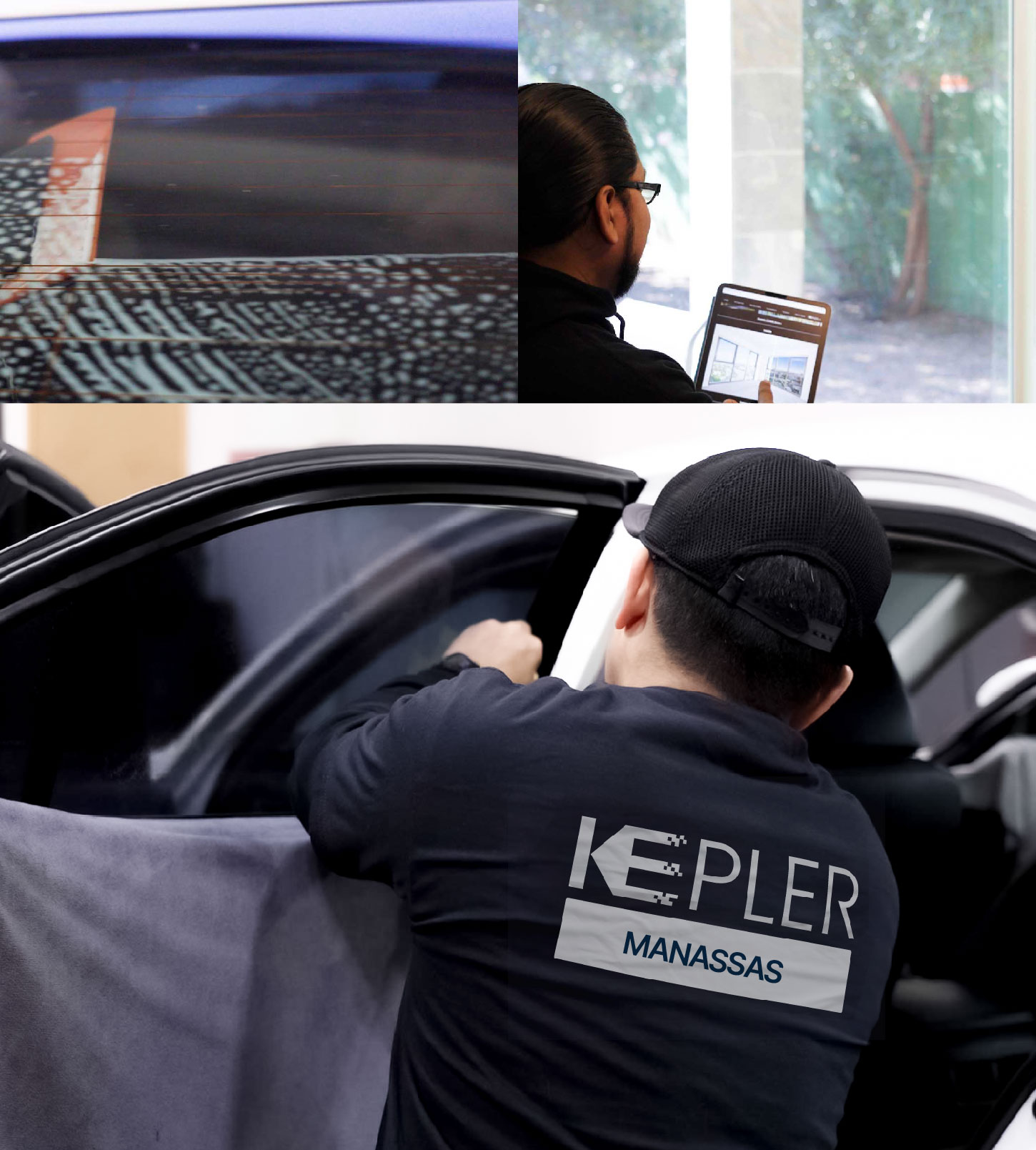 Automotive Window Tinting Expert Applying Film in Manassas, Virginia