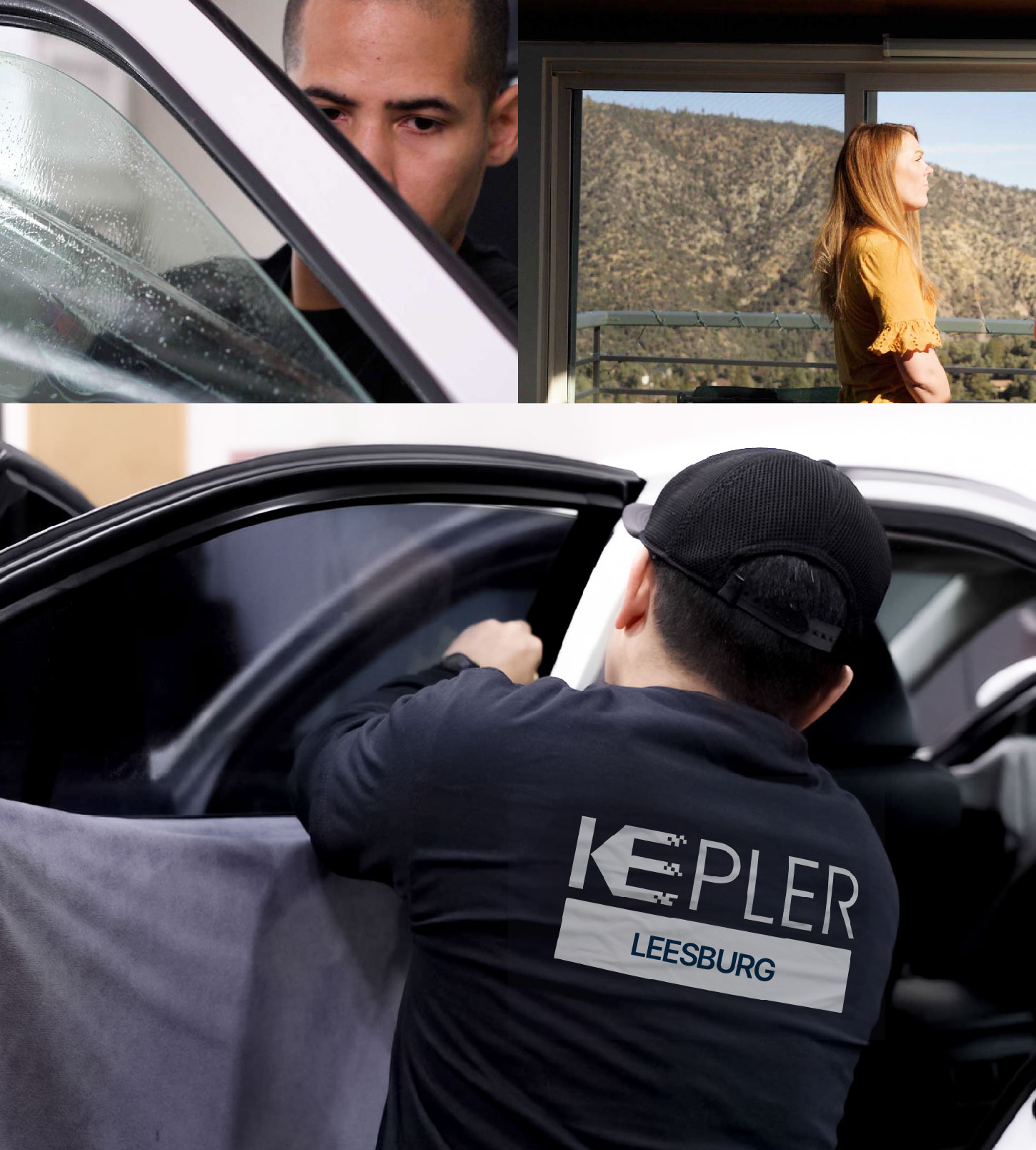 Automotive Window Tinting Expert Applying Film in Leesburg, Virginia
