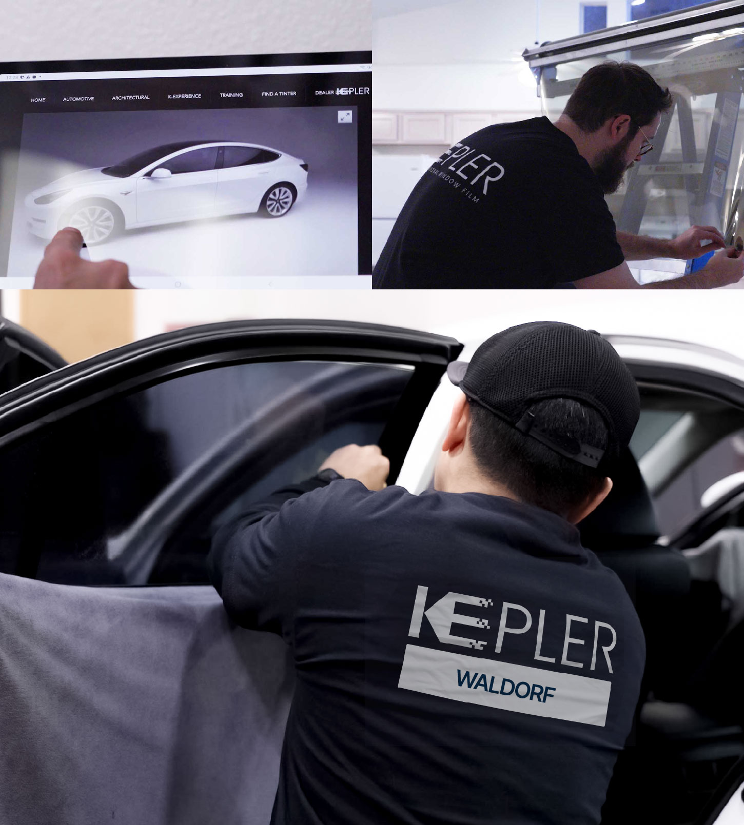 Automotive Window Tinting Expert Applying Film in Waldorf, Maryland