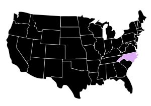 Map Showing Location of Kepler Window Tinters in Cary, North Carolina with Purple Highlight on the State