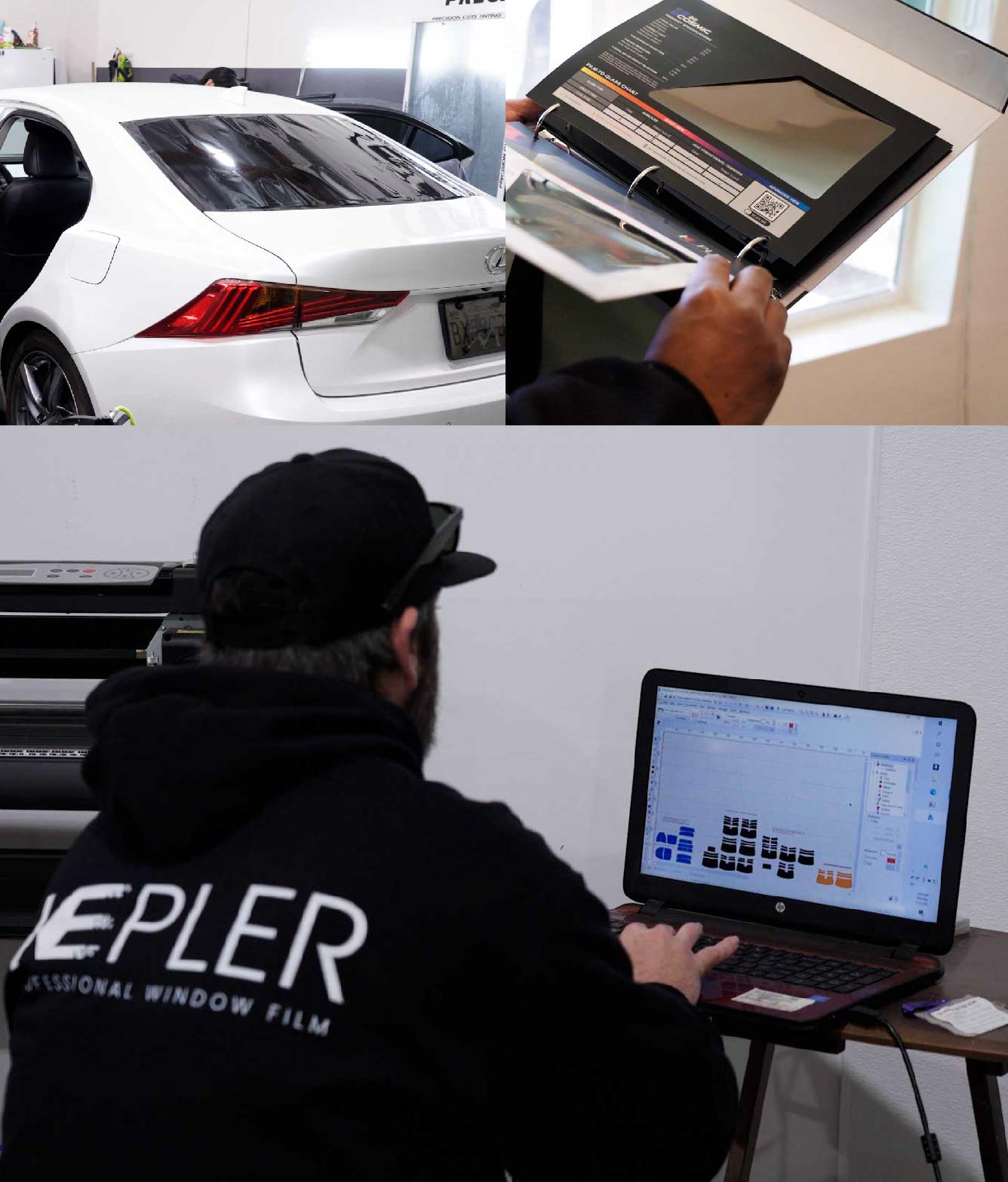Ceramic Window Tinting Expert Cutting Film in Clayton, North Carolina