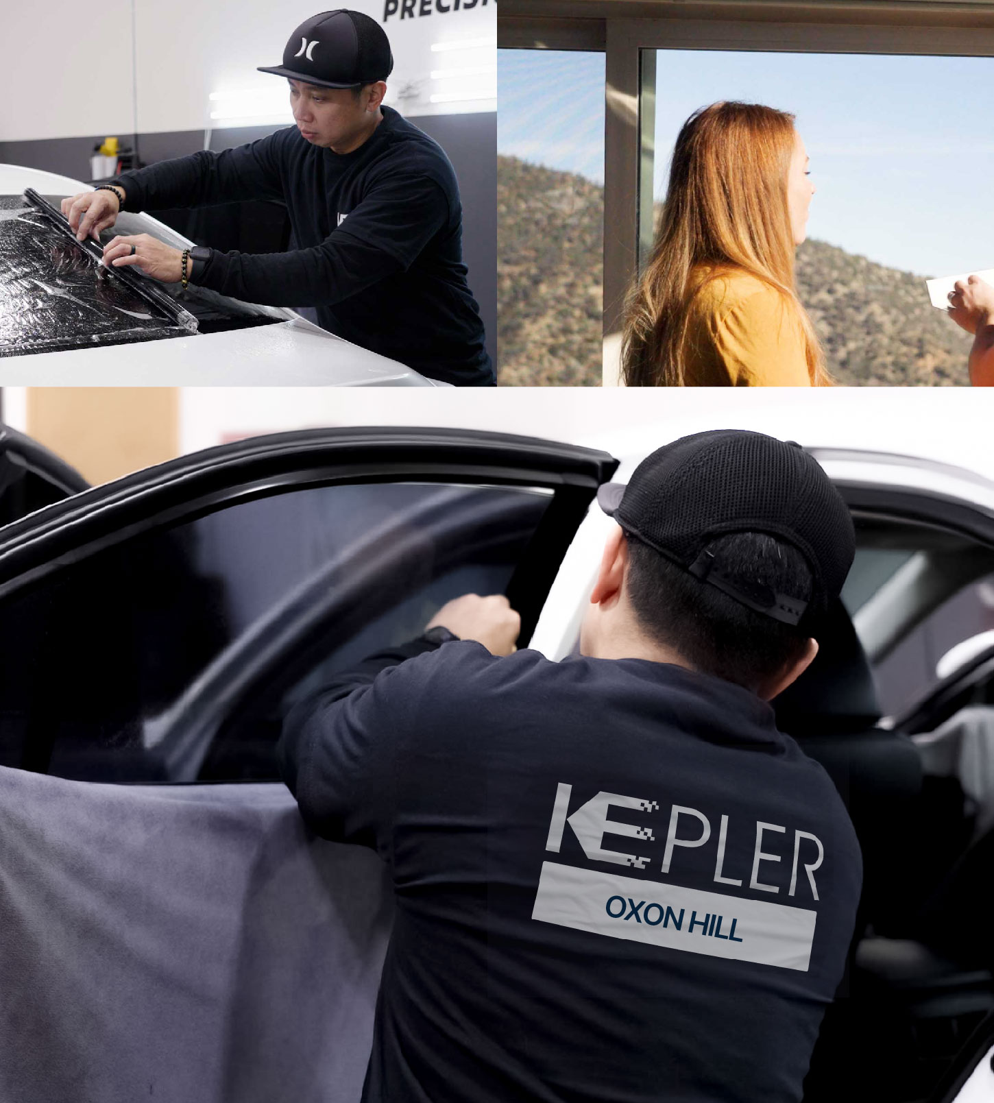 Automotive Window Tinting Expert Applying Film in Oxon Hill, Maryland