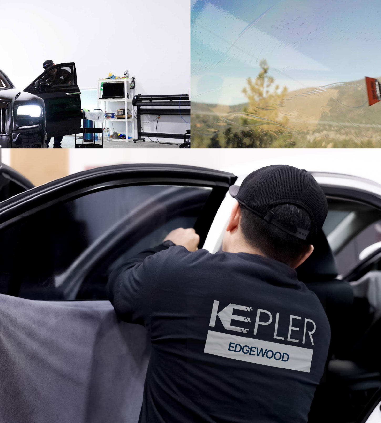 Automotive Window Tinting Expert Applying Film in Edgewood, Maryland