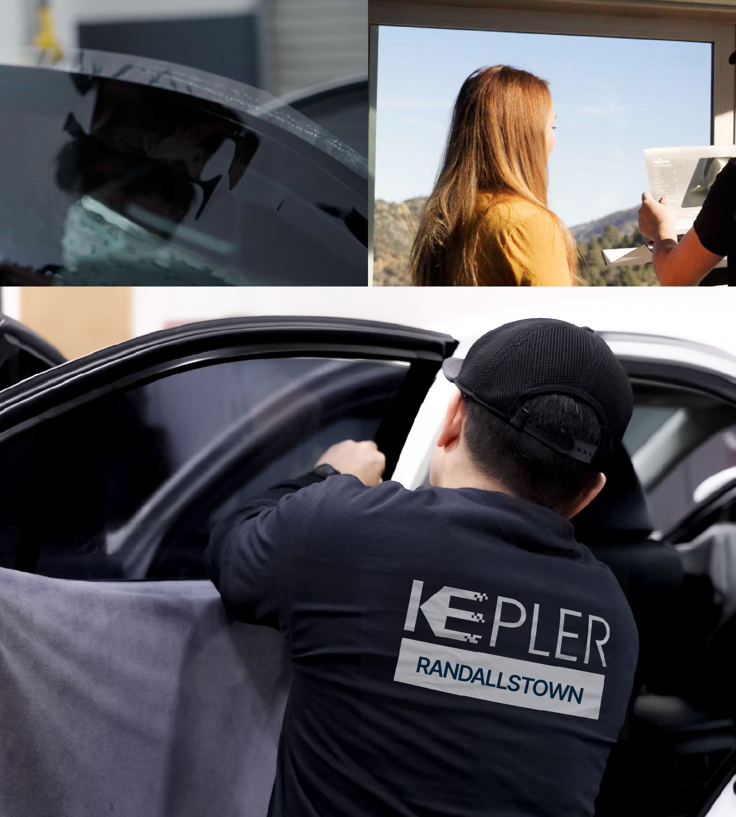 Automotive Window Tinting Expert Applying Film in Randallstown, Maryland