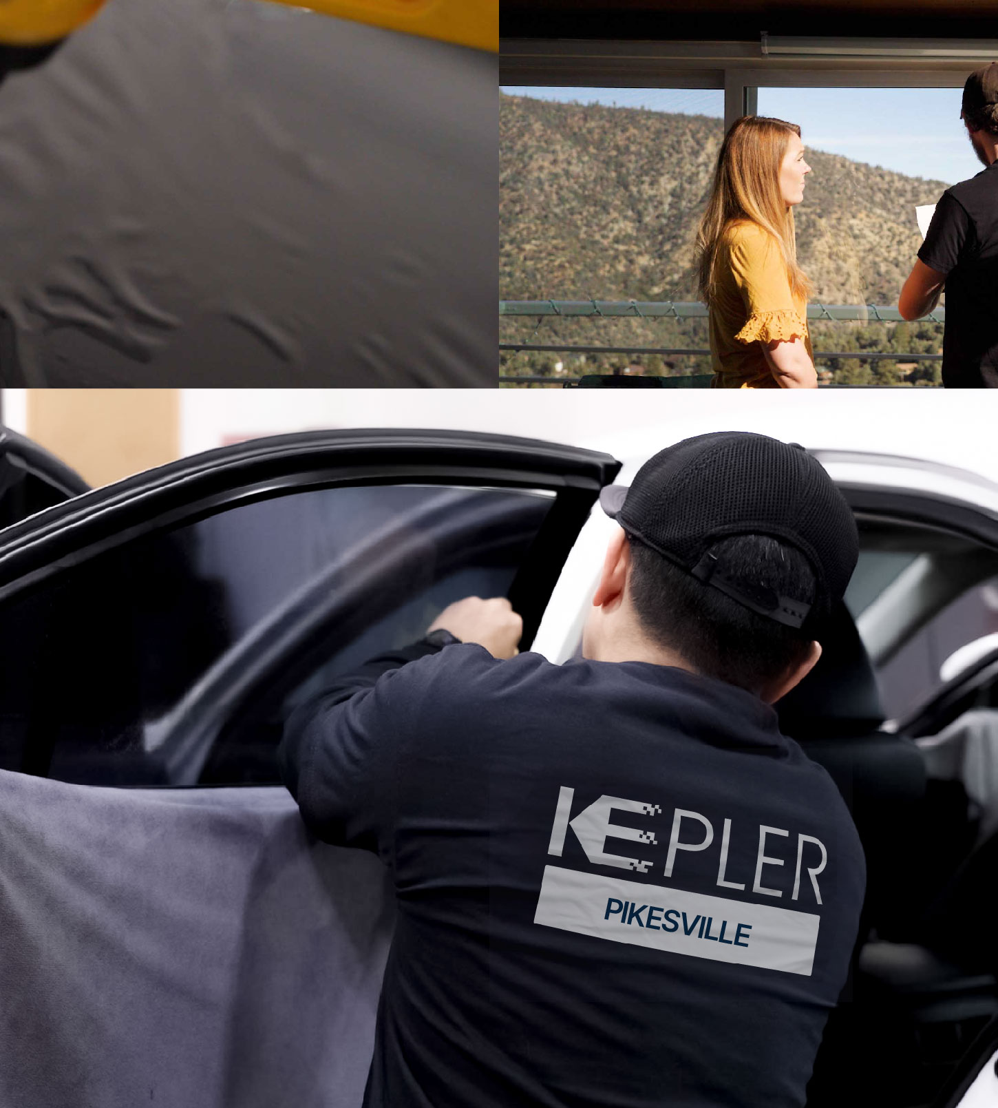Automotive Window Tinting Expert Applying Film in Pikesville, Maryland
