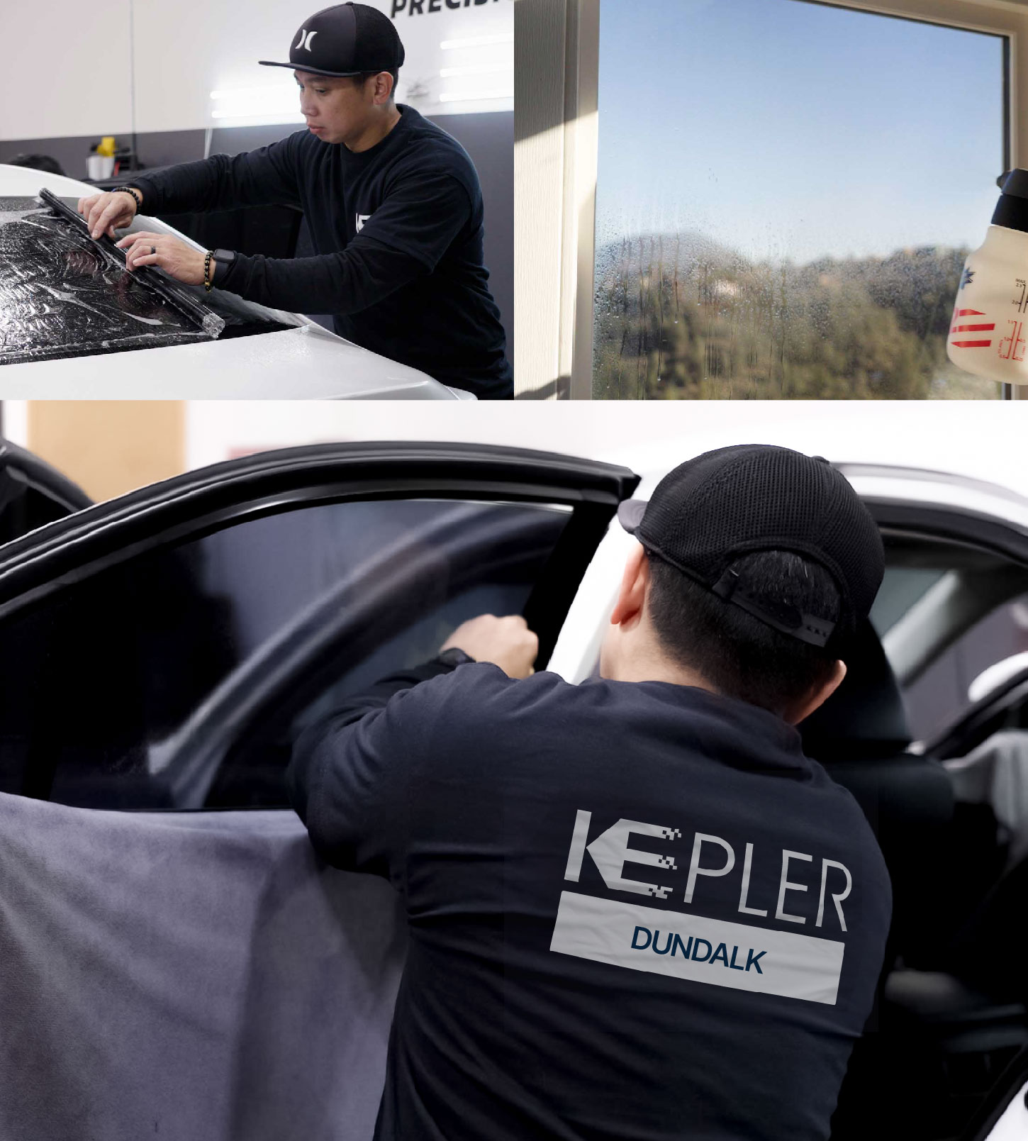 Automotive Window Tinting Expert Applying Film in Dundalk, Maryland