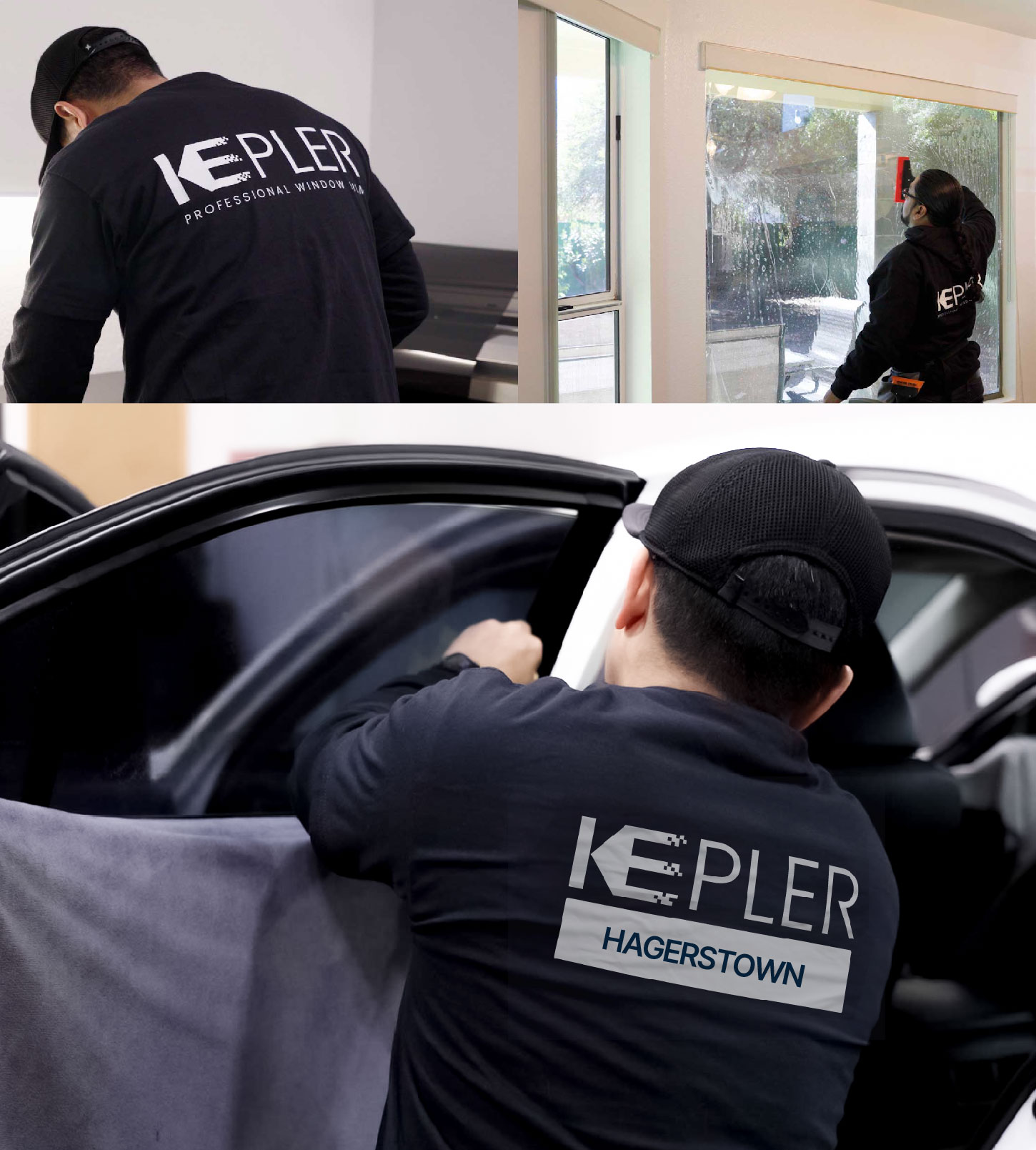 Automotive Window Tinting Expert Applying Film in Hagerstown, Maryland