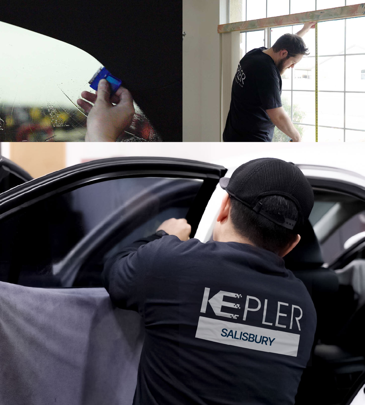 Automotive Window Tinting Expert Applying Film in Salisbury, Maryland