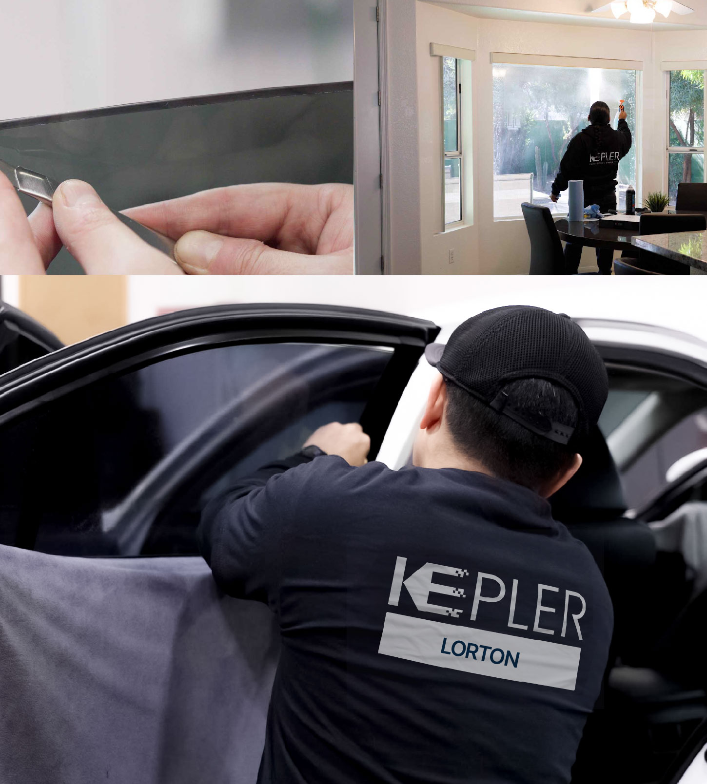 Automotive Window Tinting Expert Applying Film in Lorton, Virginia