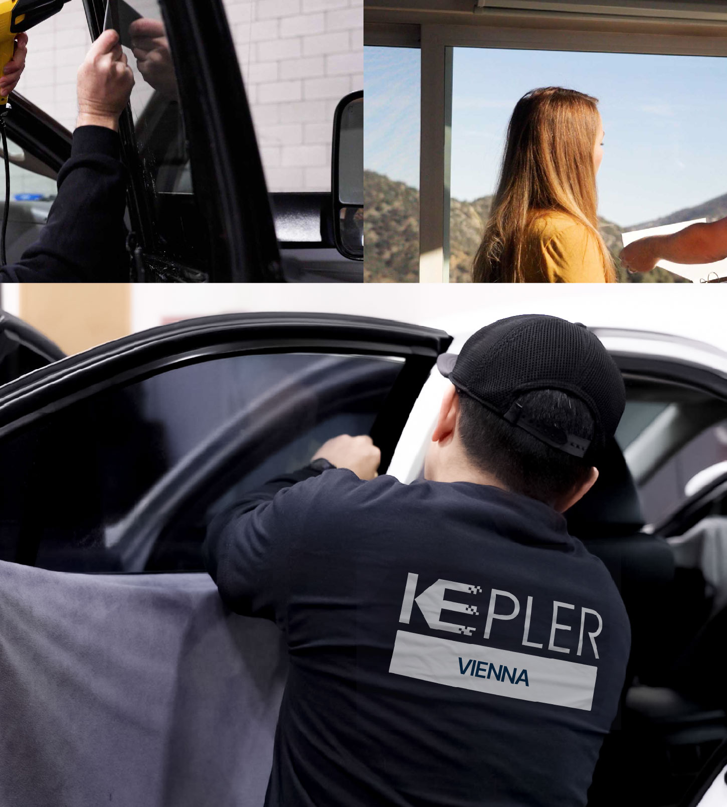 Automotive Window Tinting Expert Applying Film in Vienna, Virginia