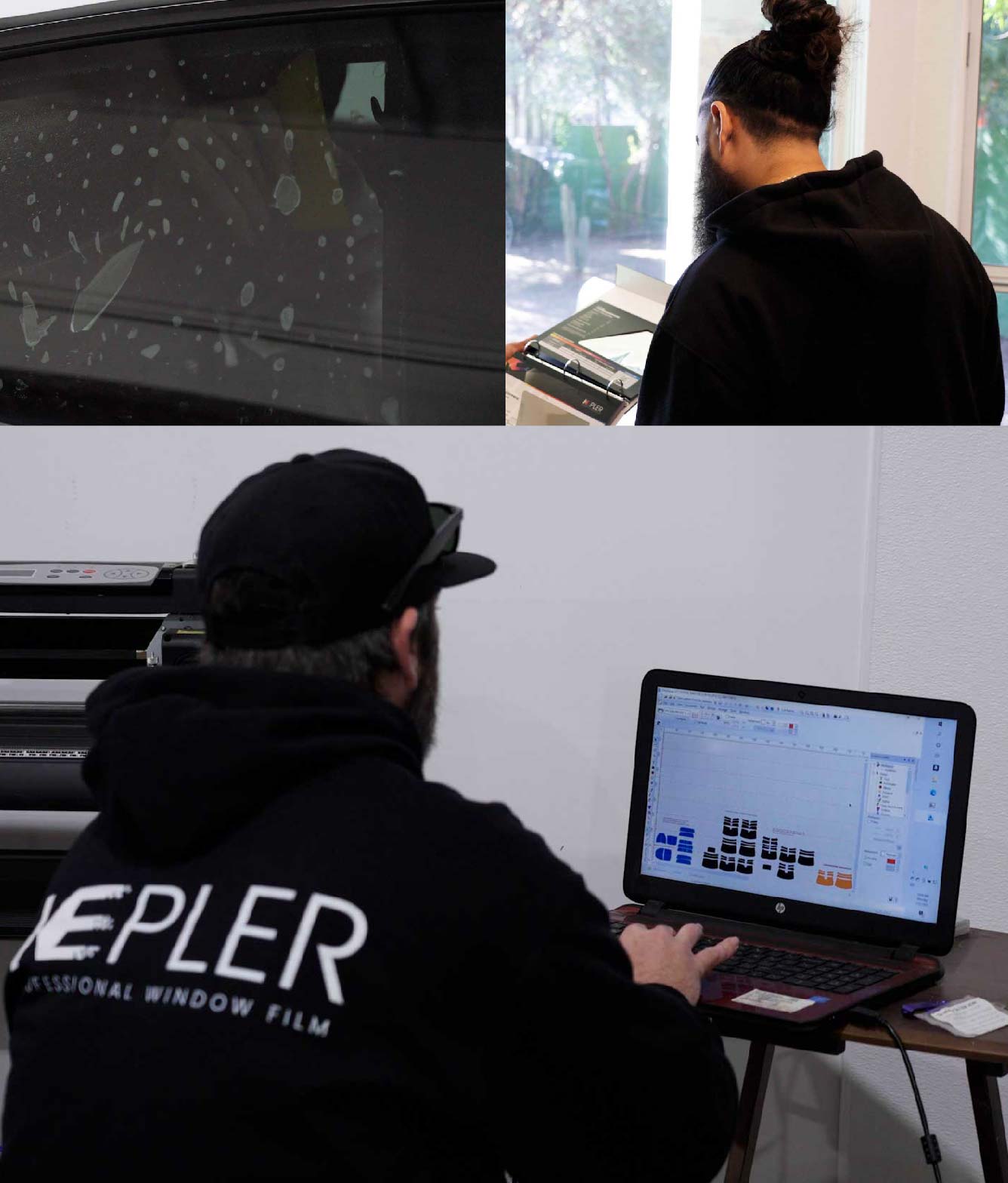 Ceramic Window Tinting Expert Cutting Film in Taylors, South Carolina