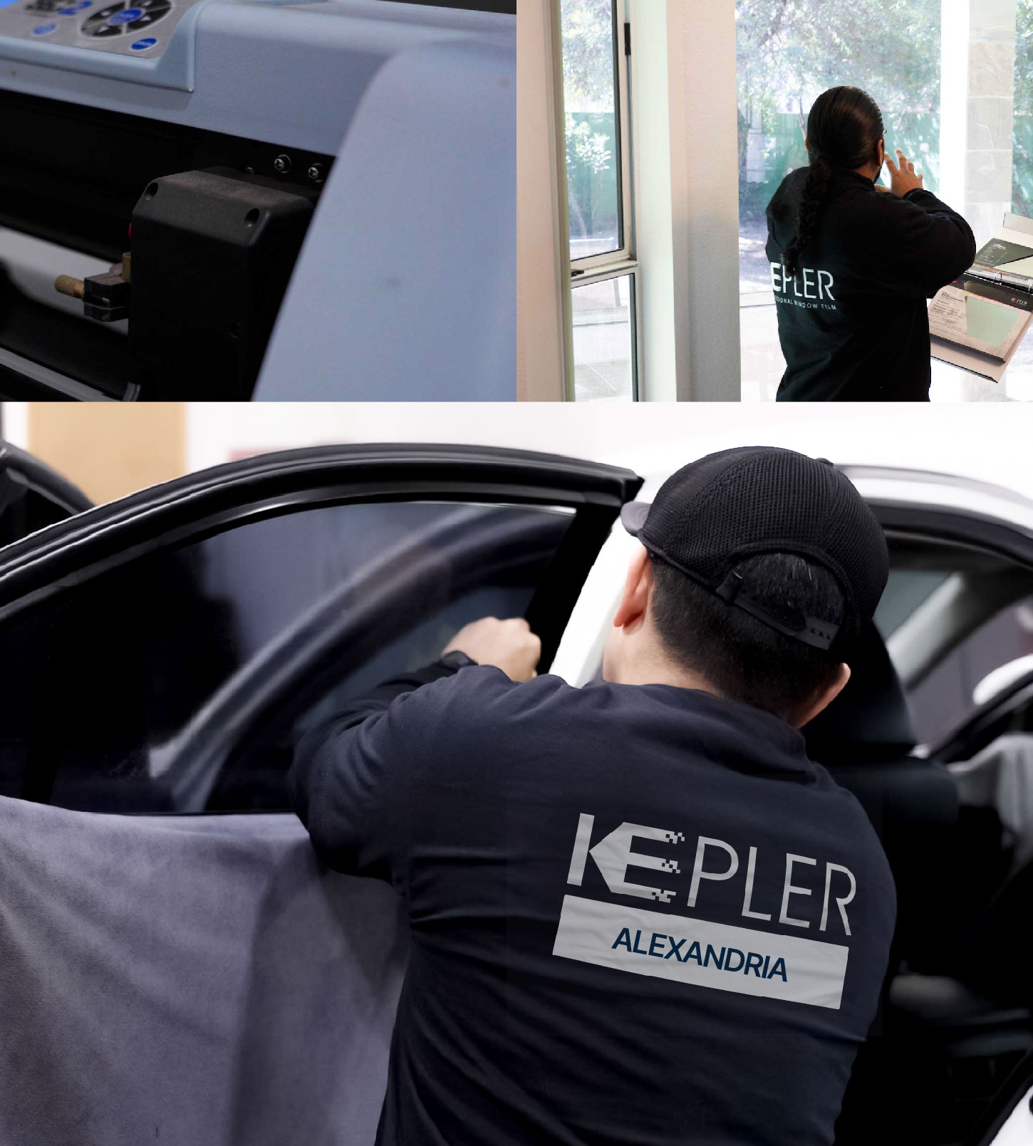 Automotive Window Tinting Expert Applying Film in Alexandria, Virginia