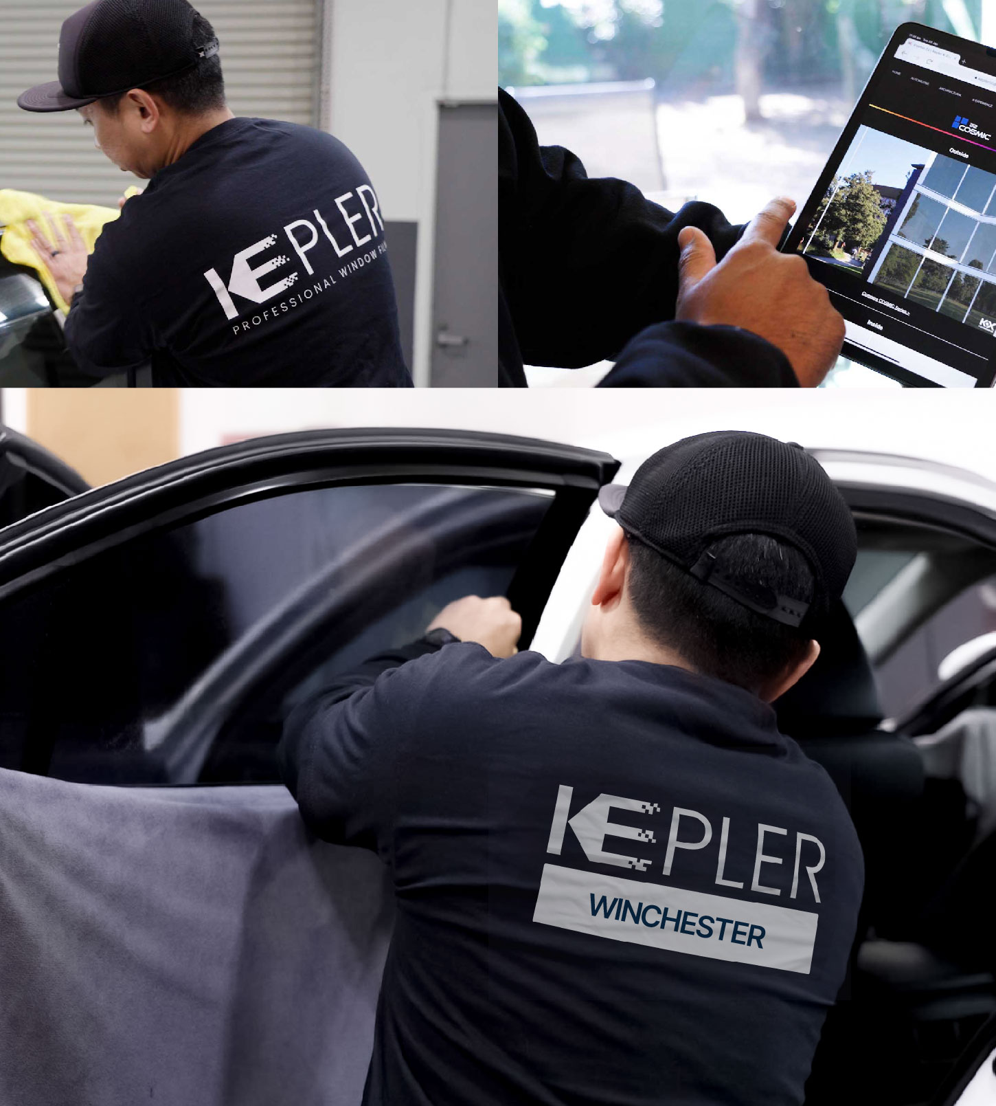 Automotive Window Tinting Expert Applying Film in Winchester, Virginia