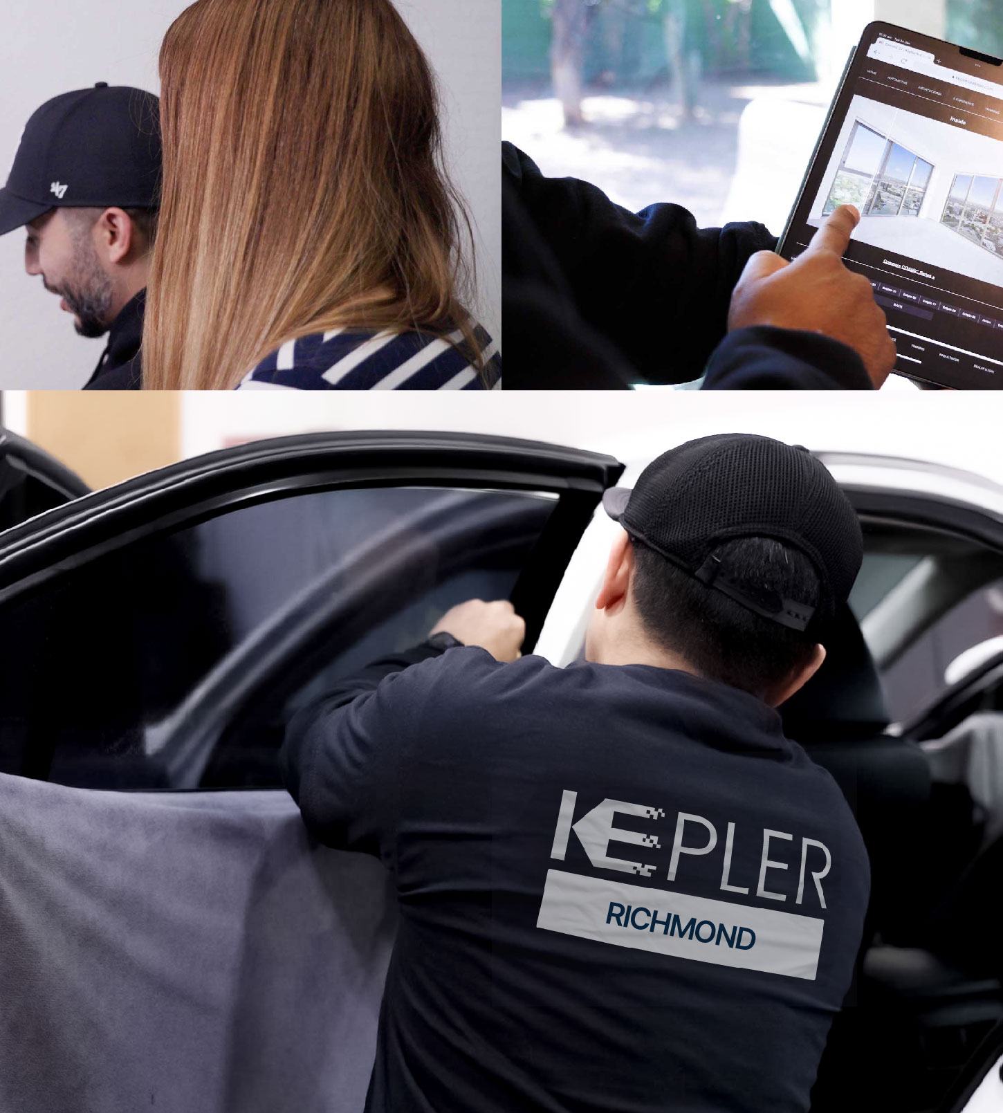 Automotive Window Tinting Expert Applying Film in Richmond, Virginia