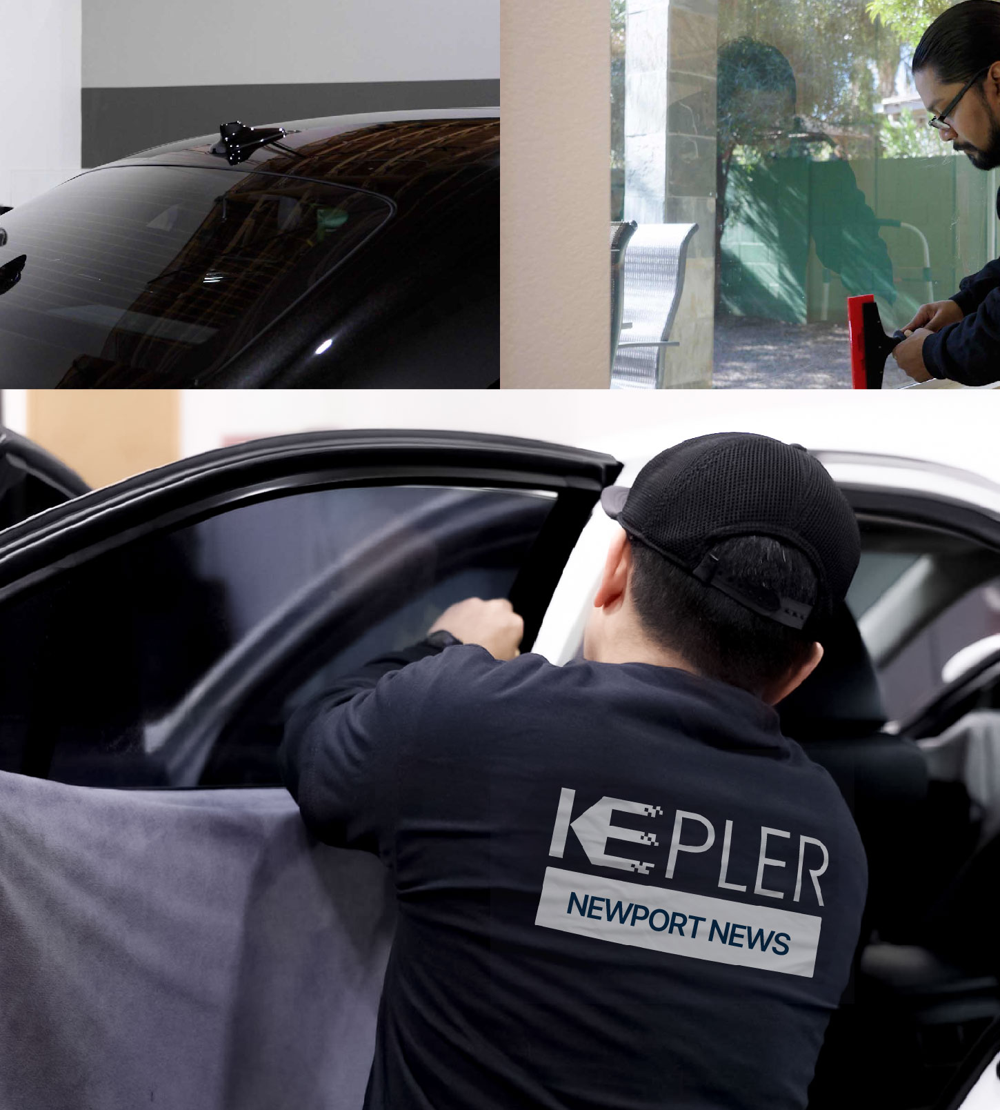 Automotive Window Tinting Expert Applying Film in Newport News, Virginia