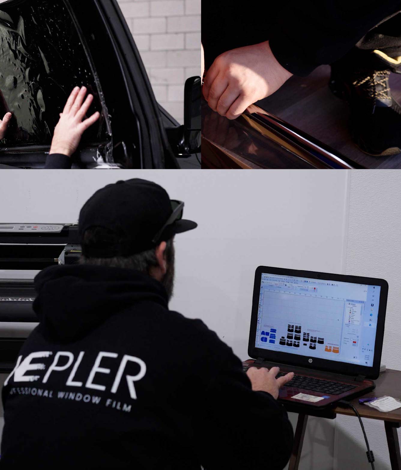 Ceramic Window Tinting Expert Cutting Film in Kennesaw, Georgia