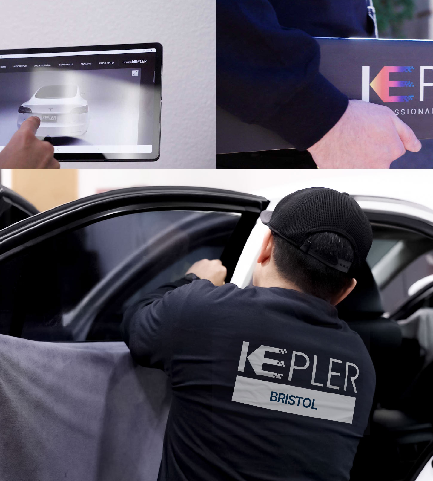 Automotive Window Tinting Expert Applying Film in Bristol, Virginia