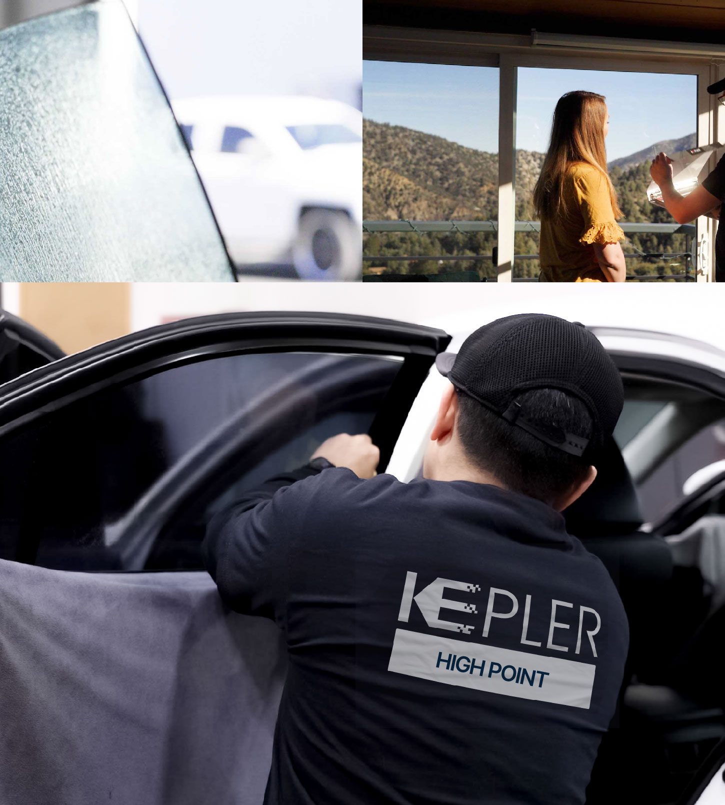 Automotive Window Tinting Expert Applying Film in High Point, North Carolina
