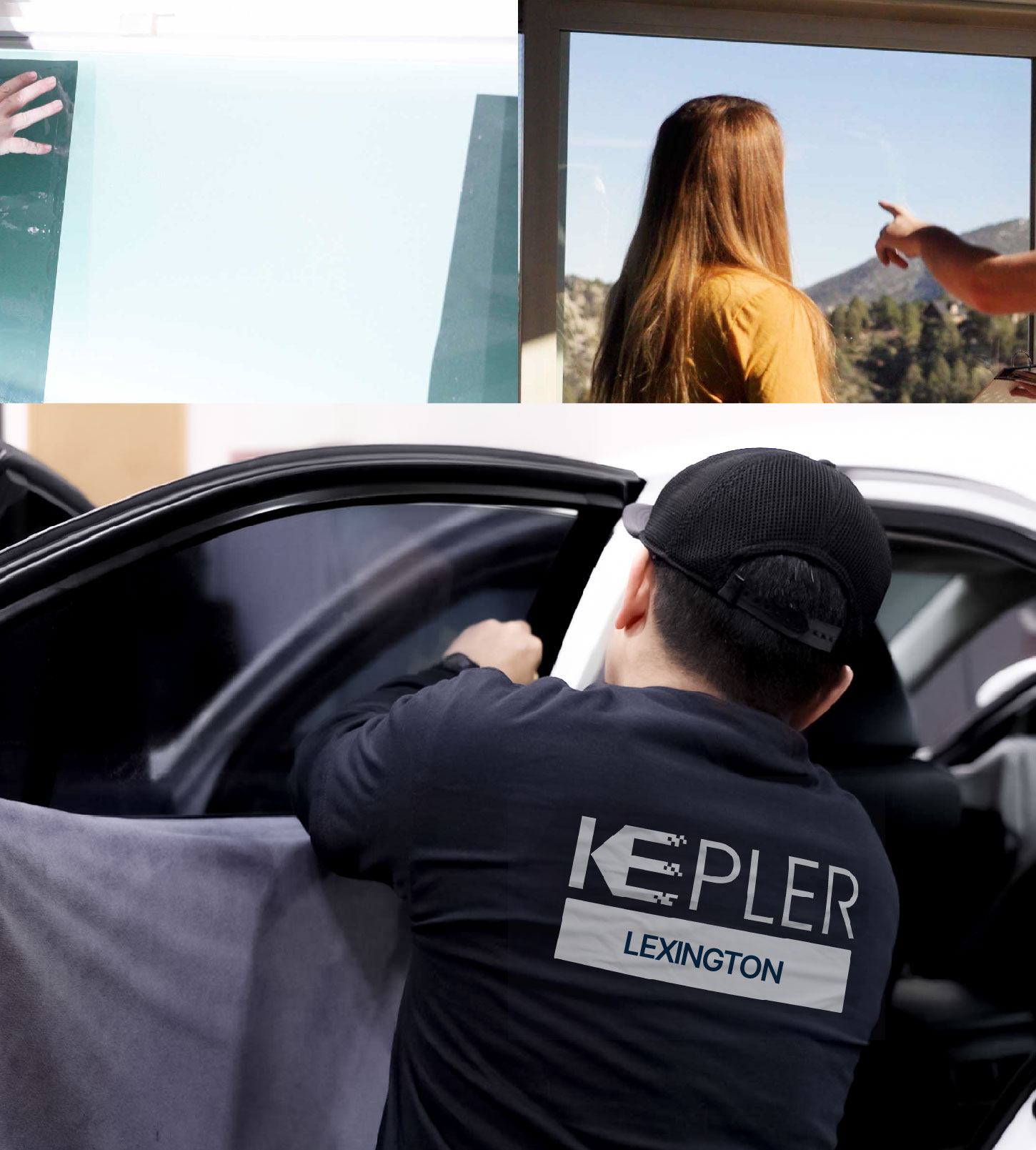 Automotive Window Tinting Expert Applying Film in Lexington, North Carolina