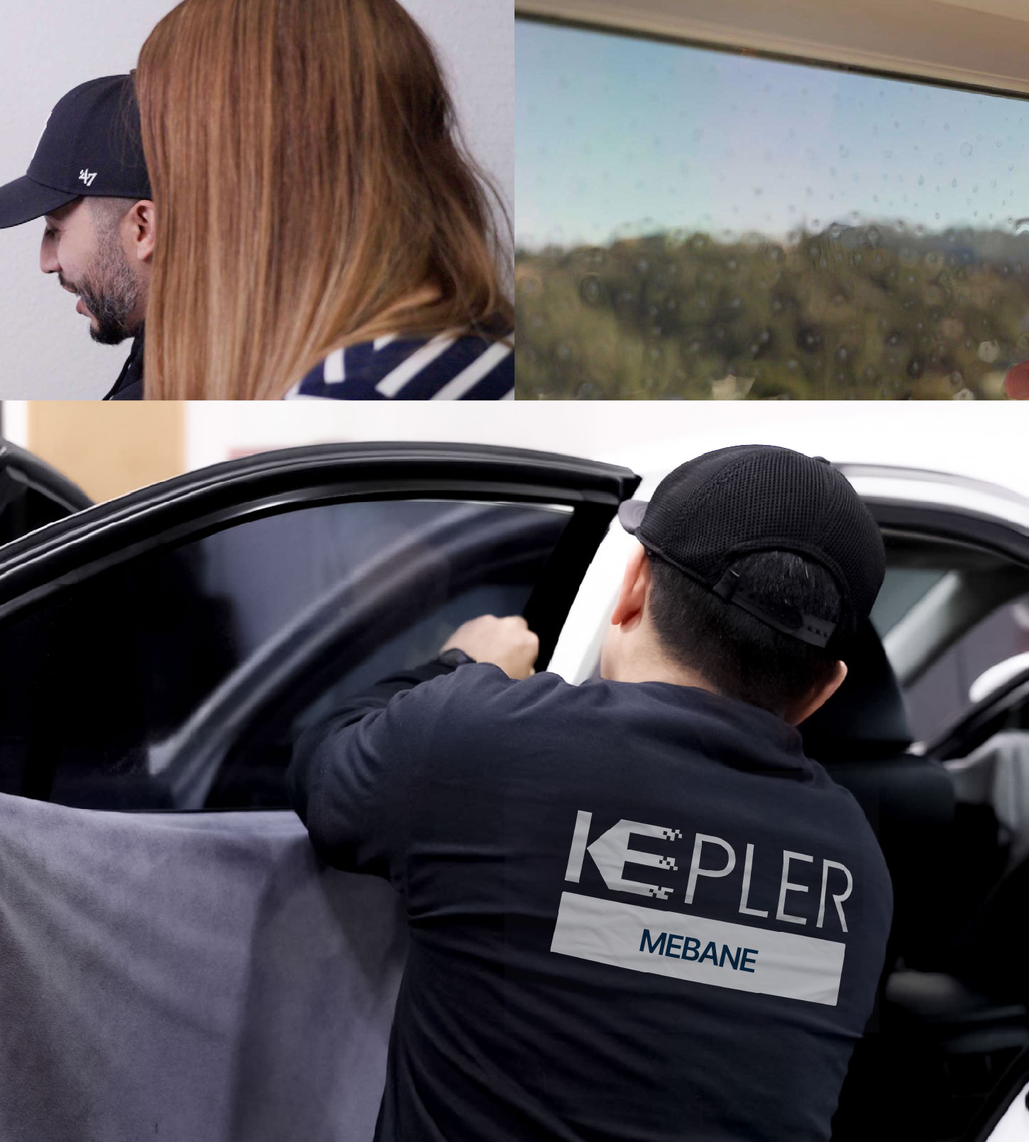 Automotive Window Tinting Expert Applying Film in Mebane, North Carolina