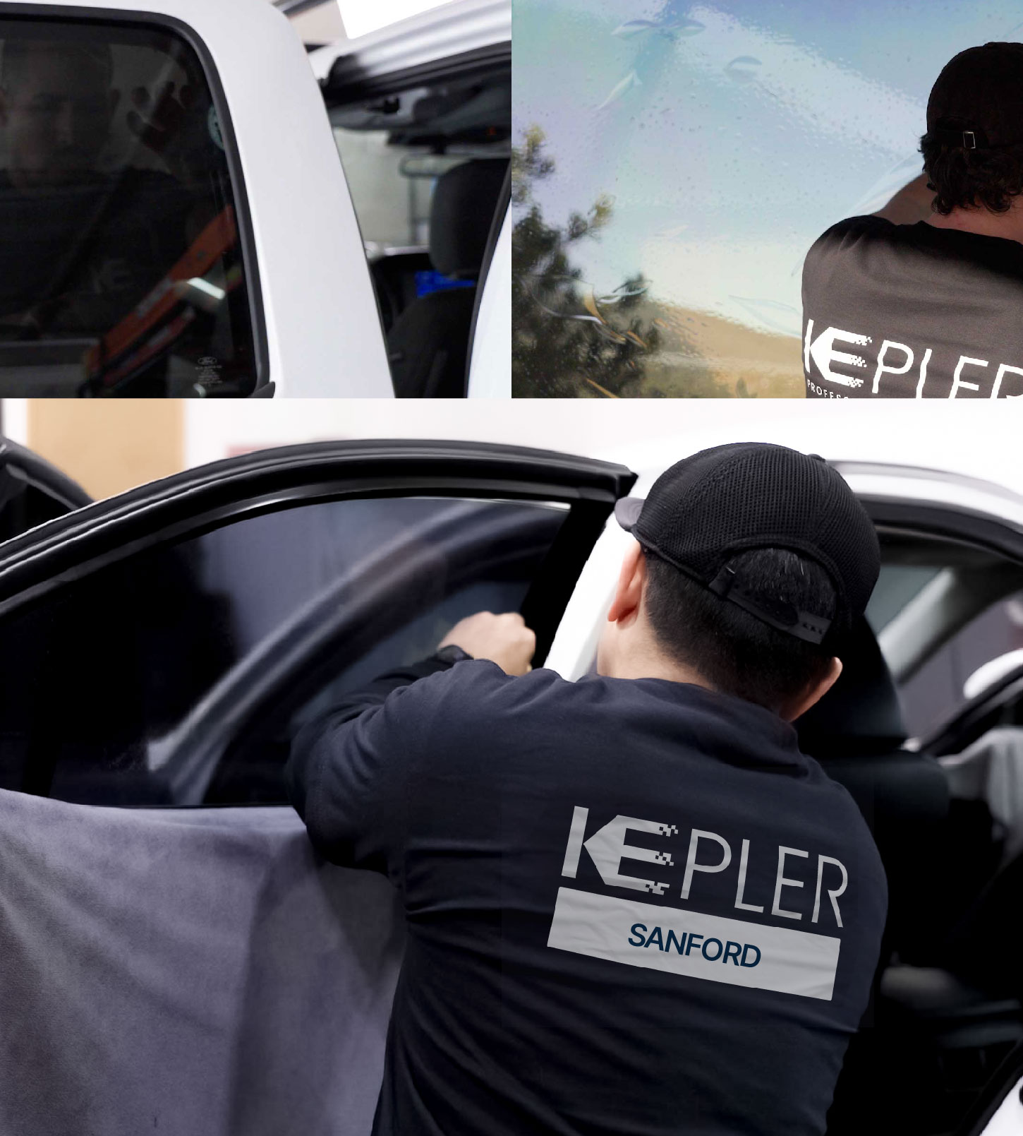 Automotive Window Tinting Expert Applying Film in Sanford, North Carolina