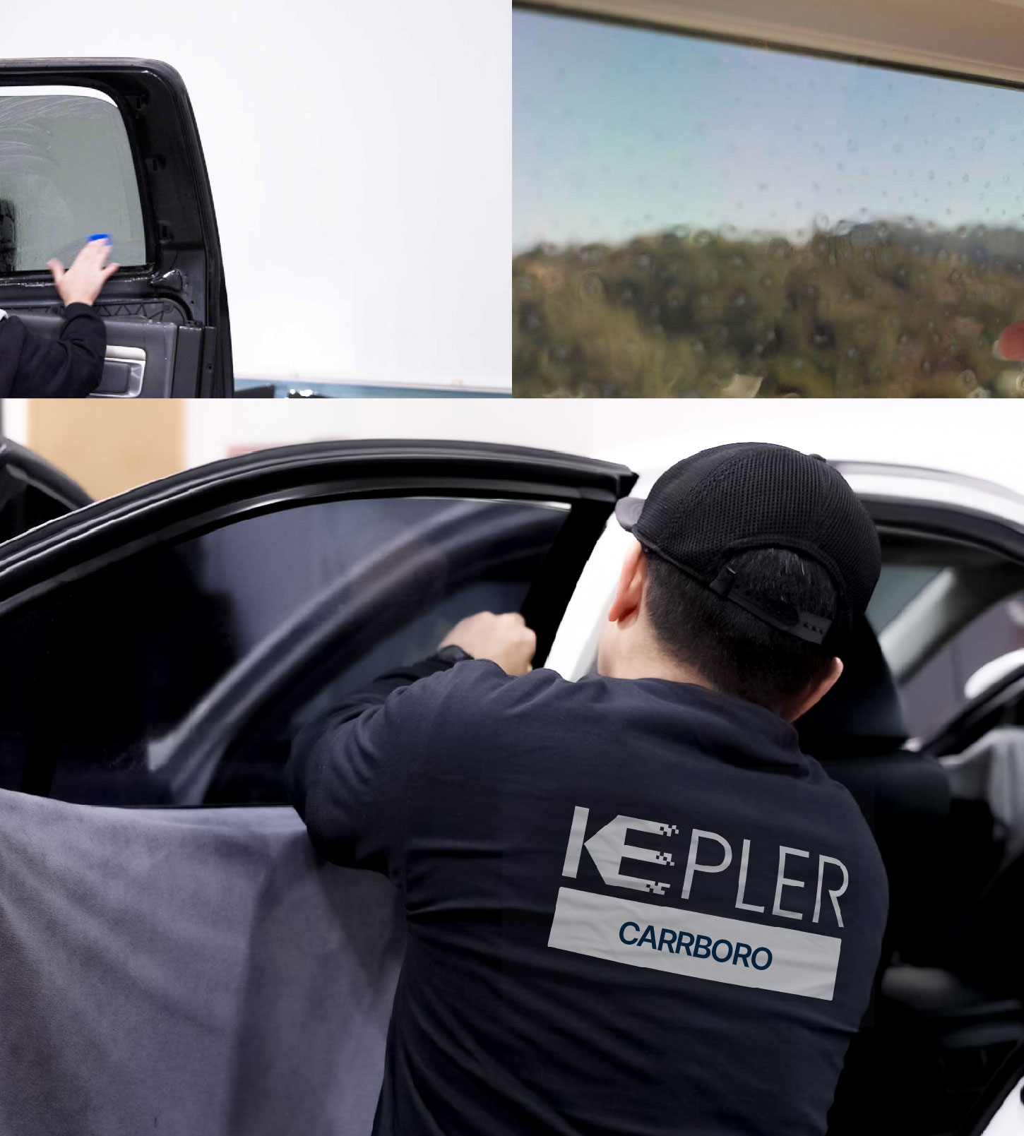 Automotive Window Tinting Expert Applying Film in Carrboro, North Carolina