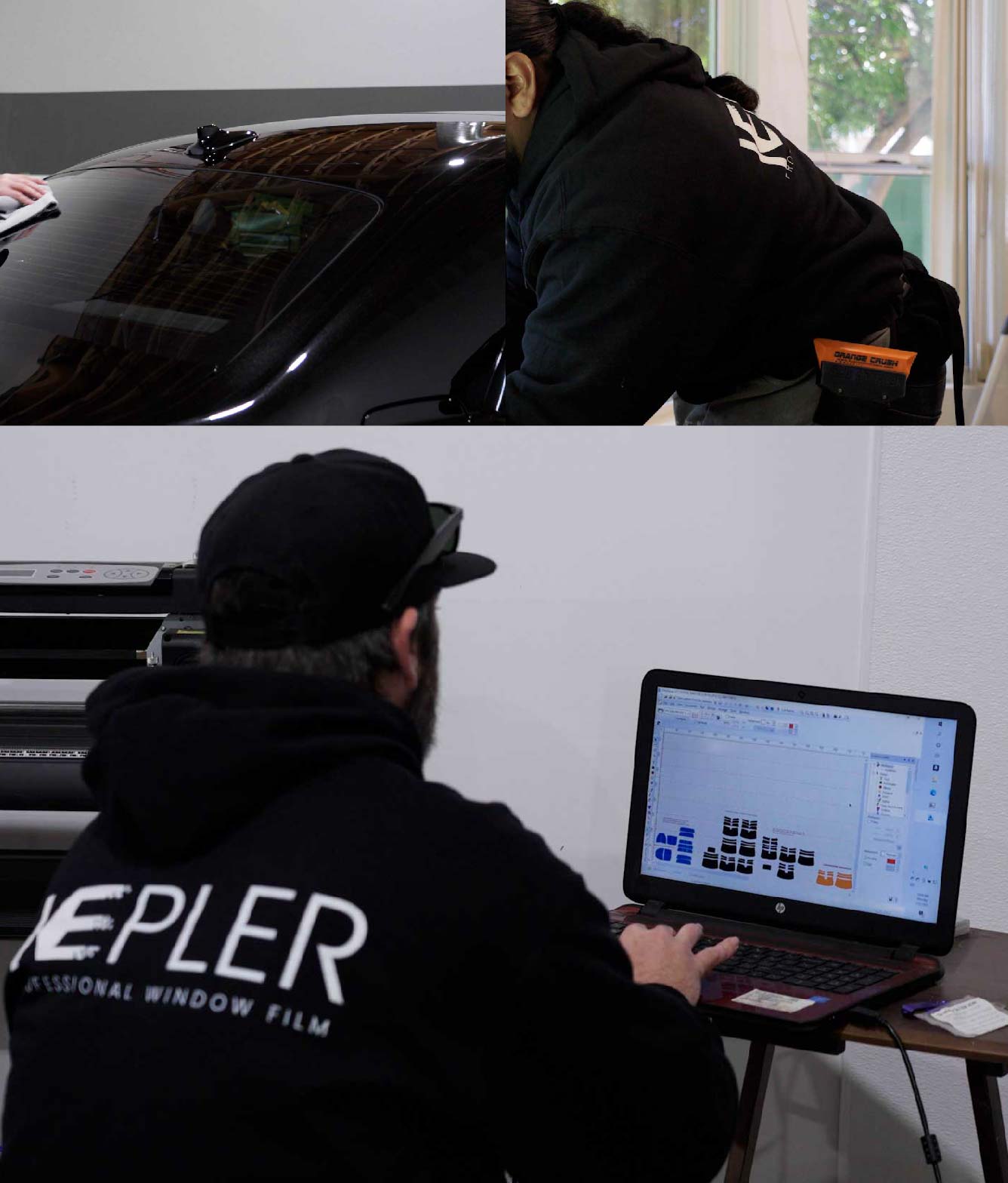 Ceramic Window Tinting Expert Cutting Film in Daytona Beach, Florida