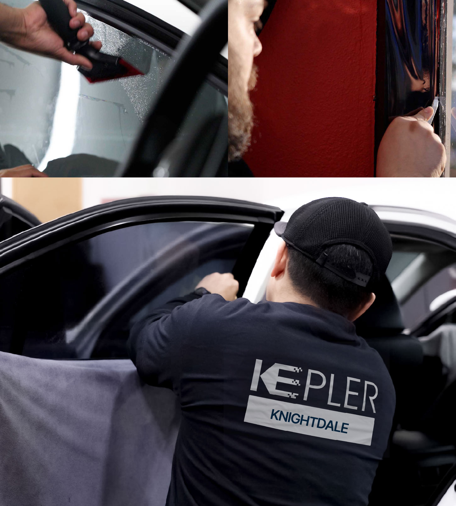 Automotive Window Tinting Expert Applying Film in Knightdale, North Carolina