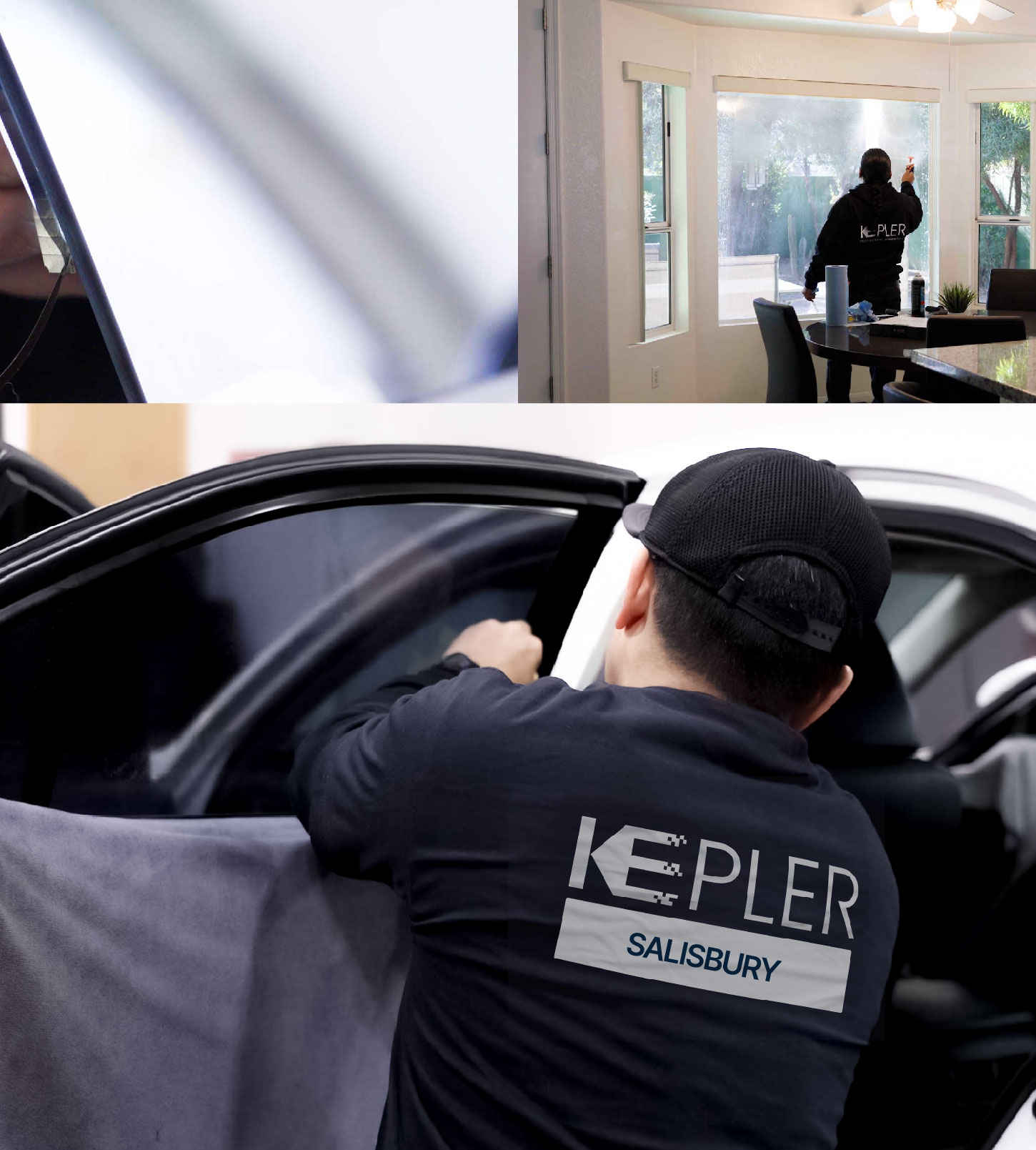 Automotive Window Tinting Expert Applying Film in Salisbury, North Carolina