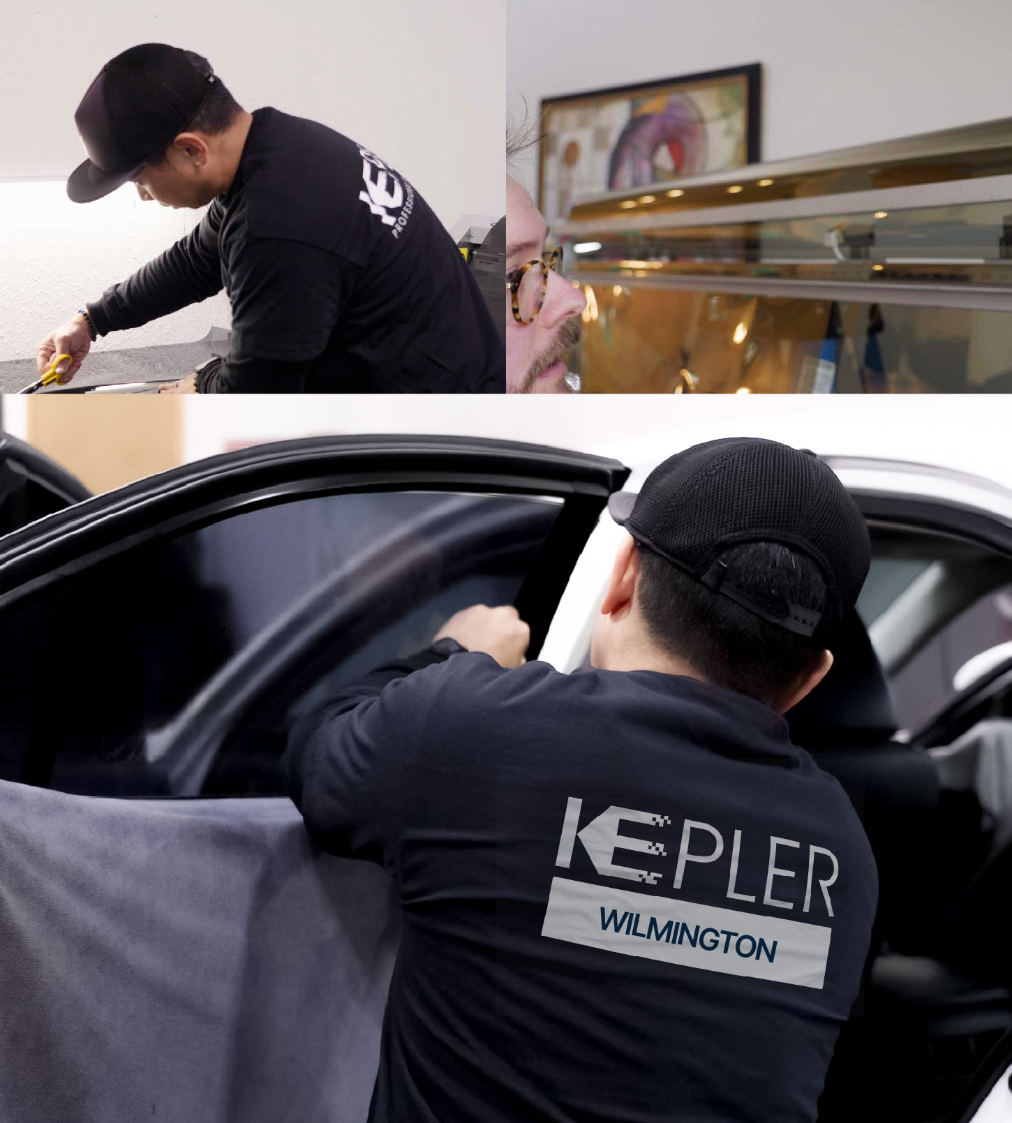 Automotive Window Tinting Expert Applying Film in Wilmington, North Carolina