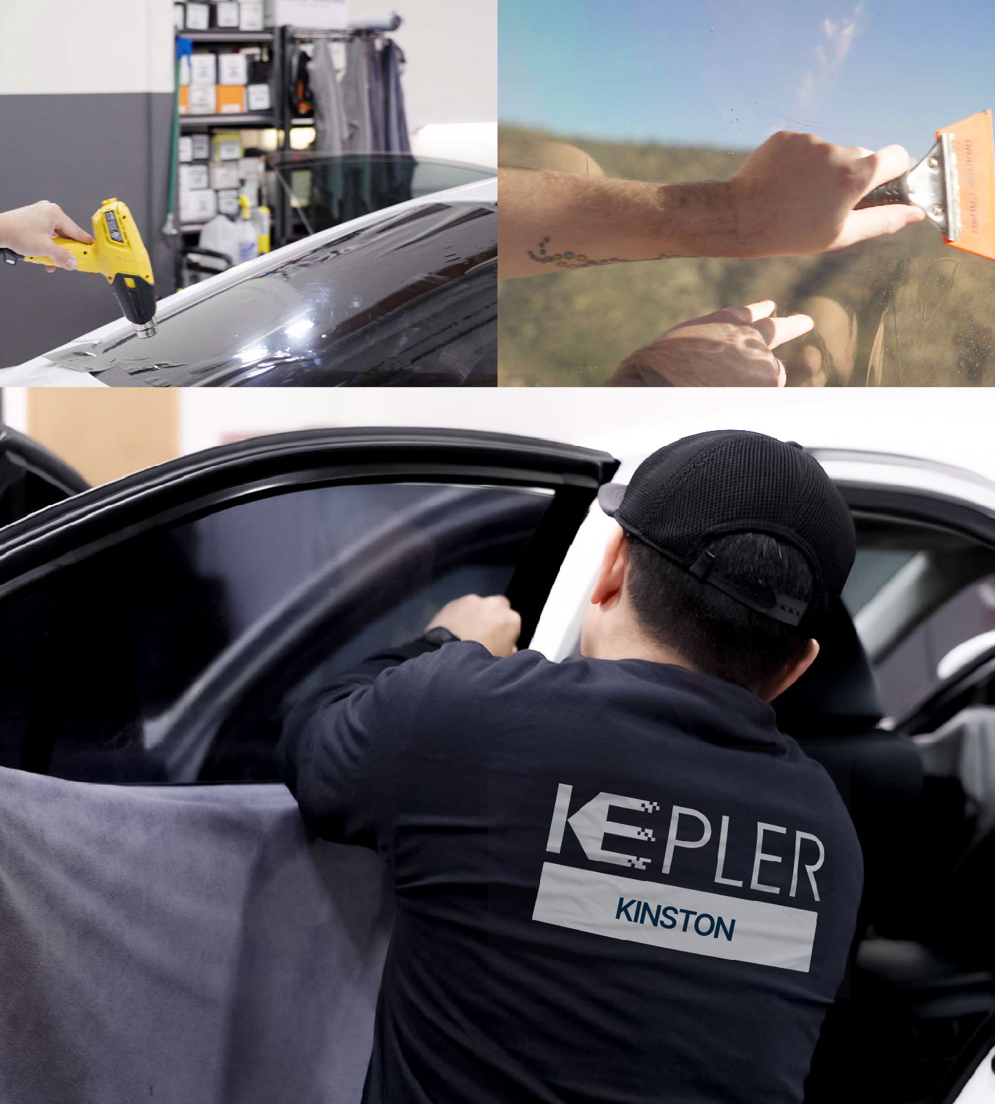 Automotive Window Tinting Expert Applying Film in Kinston, North Carolina