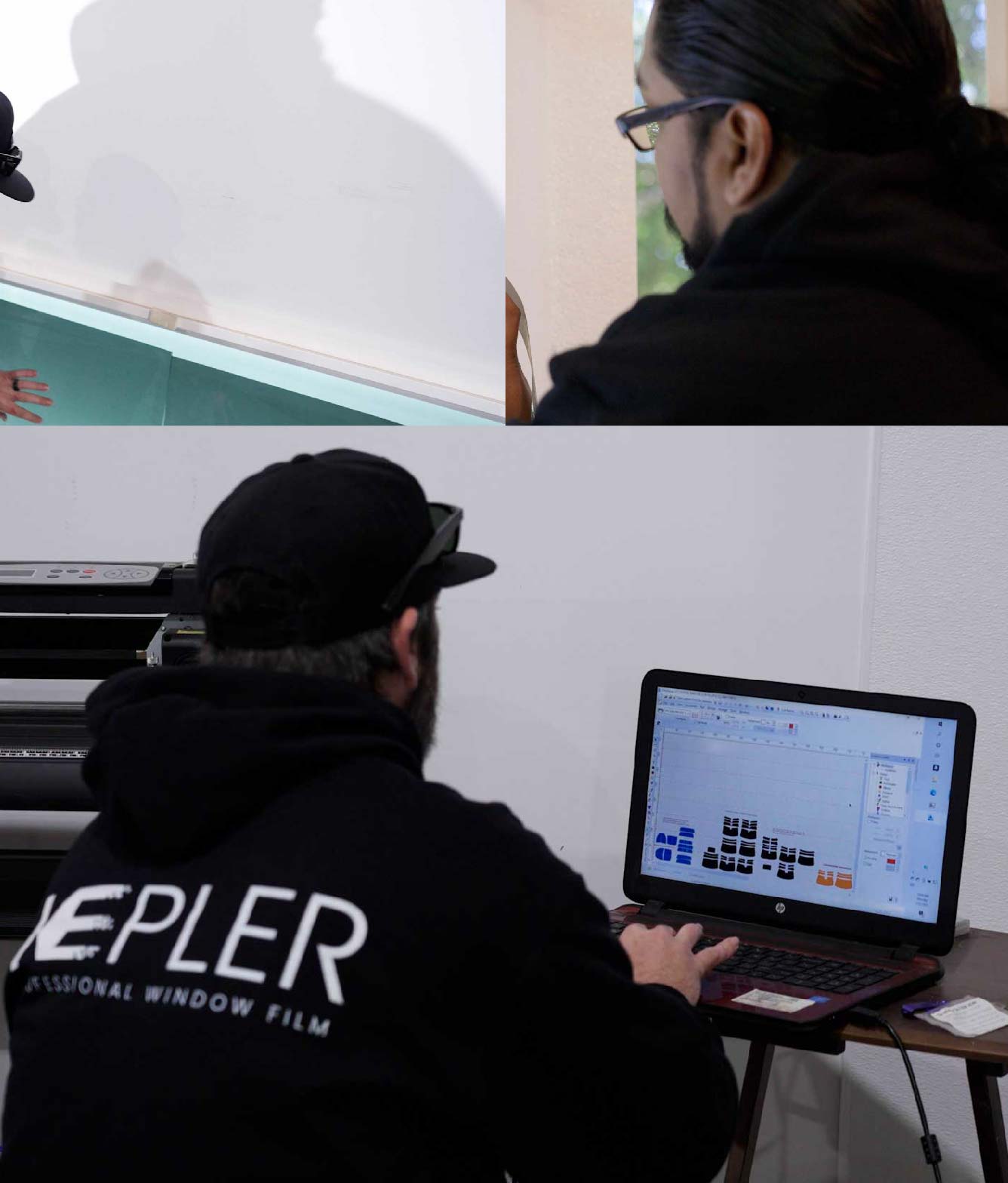Ceramic Window Tinting Expert Cutting Film in Miami Beach, Florida