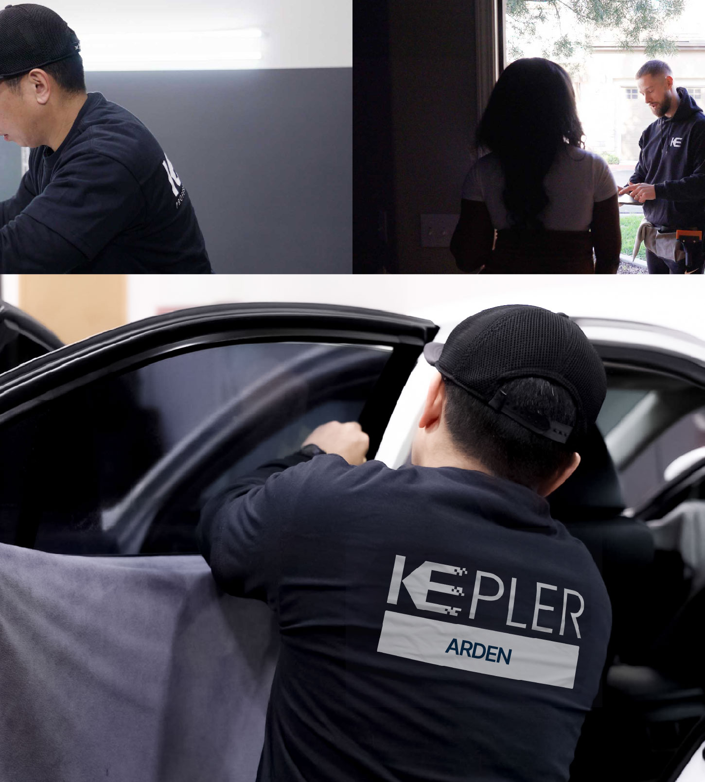 Automotive Window Tinting Expert Applying Film in Arden, North Carolina