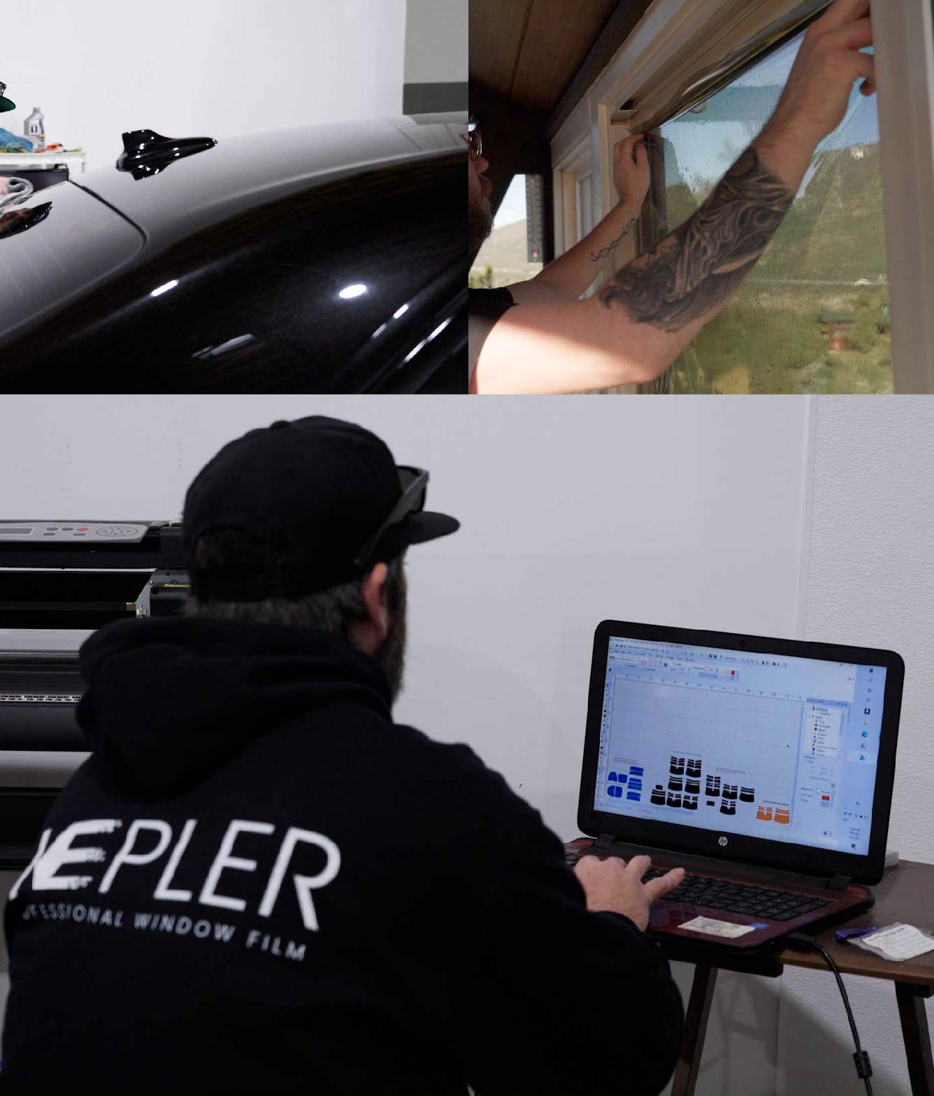 Ceramic Window Tinting Expert Cutting Film in Royal Palm Beach, Florida