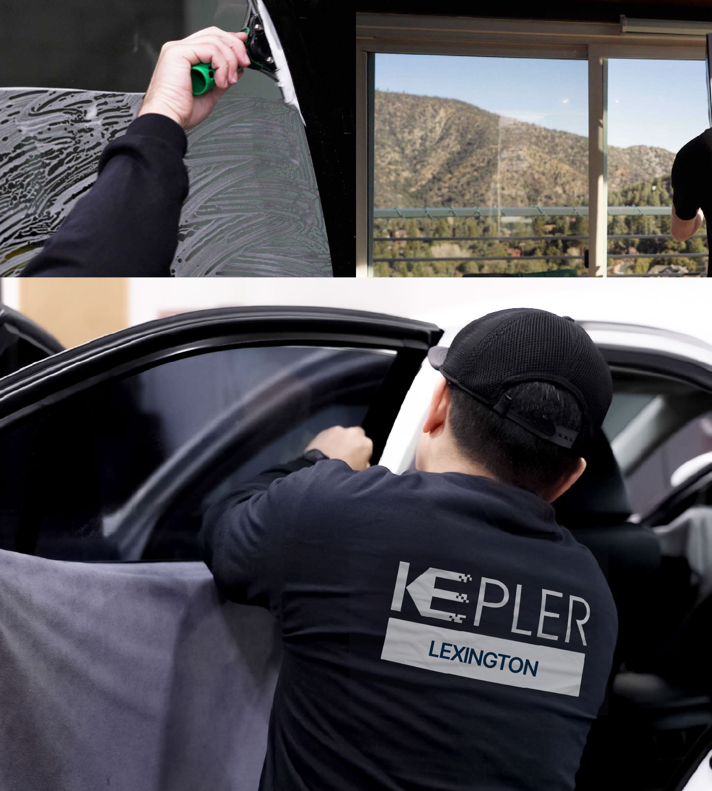 Automotive Window Tinting Expert Applying Film in Lexington, South Carolina