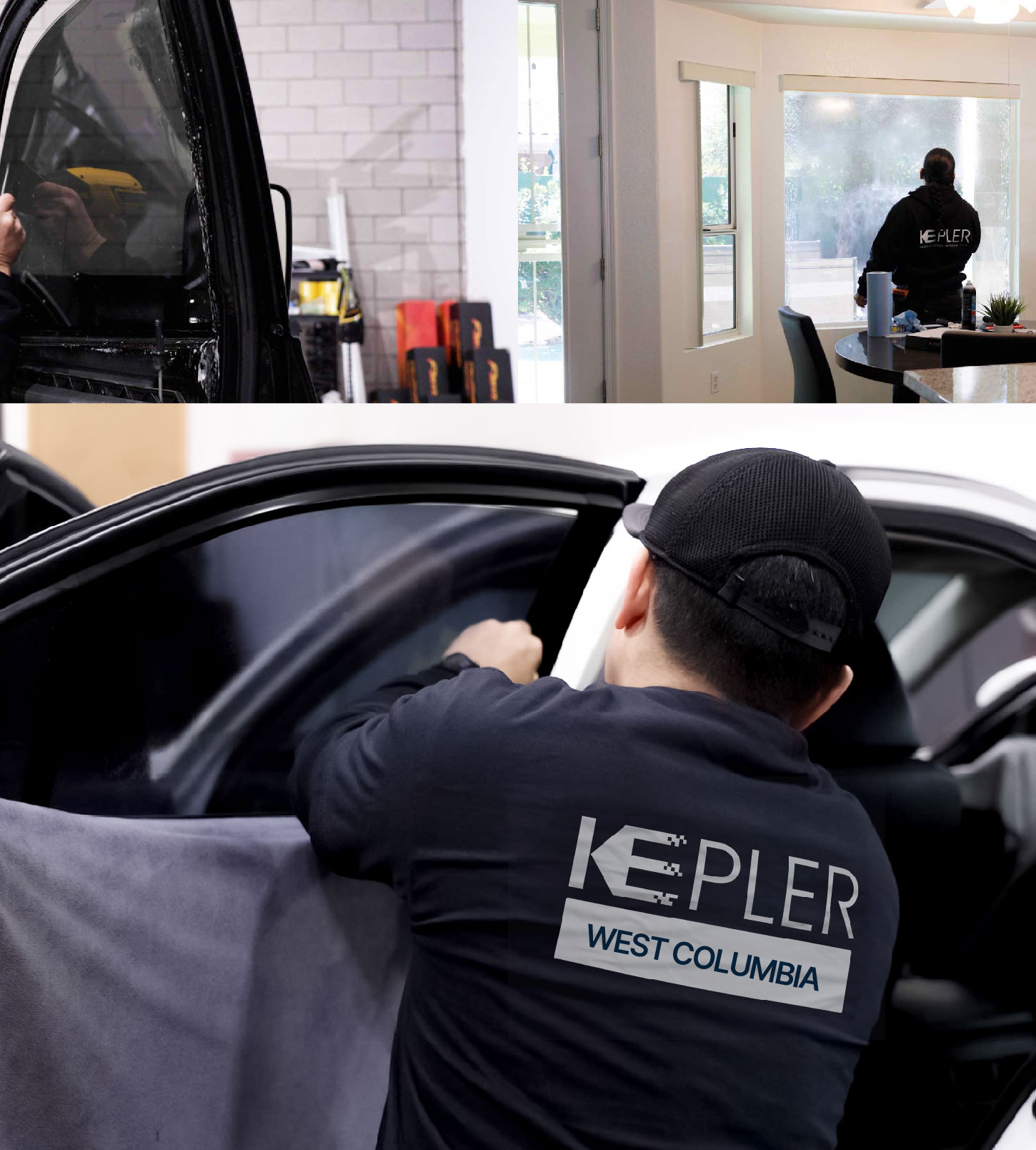 Automotive Window Tinting Expert Applying Film in West Columbia, South Carolina